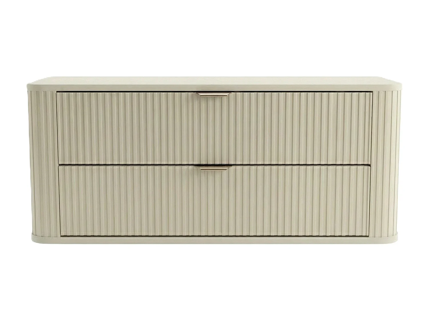 Meuble sous lavabo en cachemire avec plateau 120 cm, façades rainurées Selvea