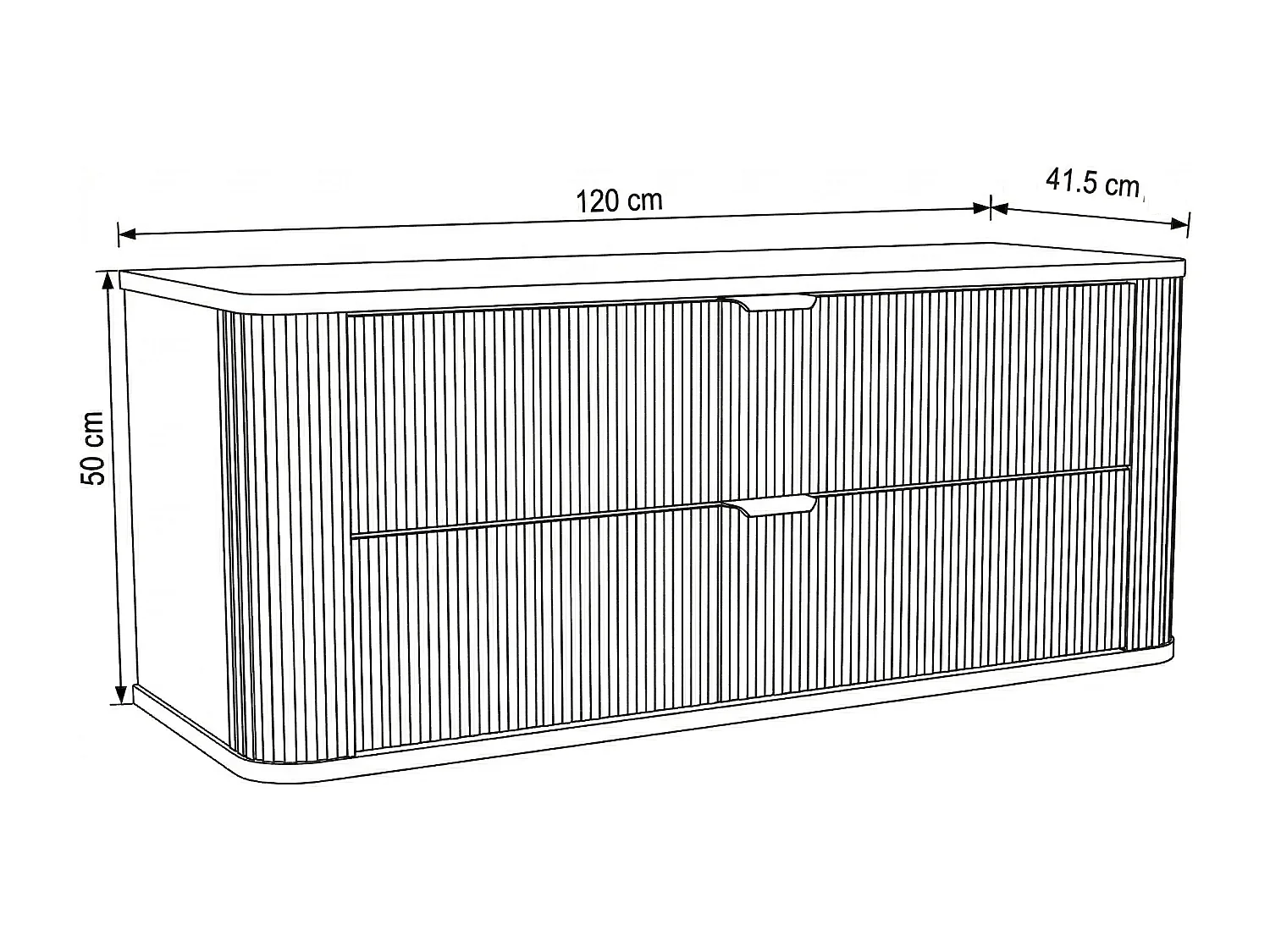 Meuble sous lavabo en cachemire avec plateau 120 cm, façades rainurées Selvea