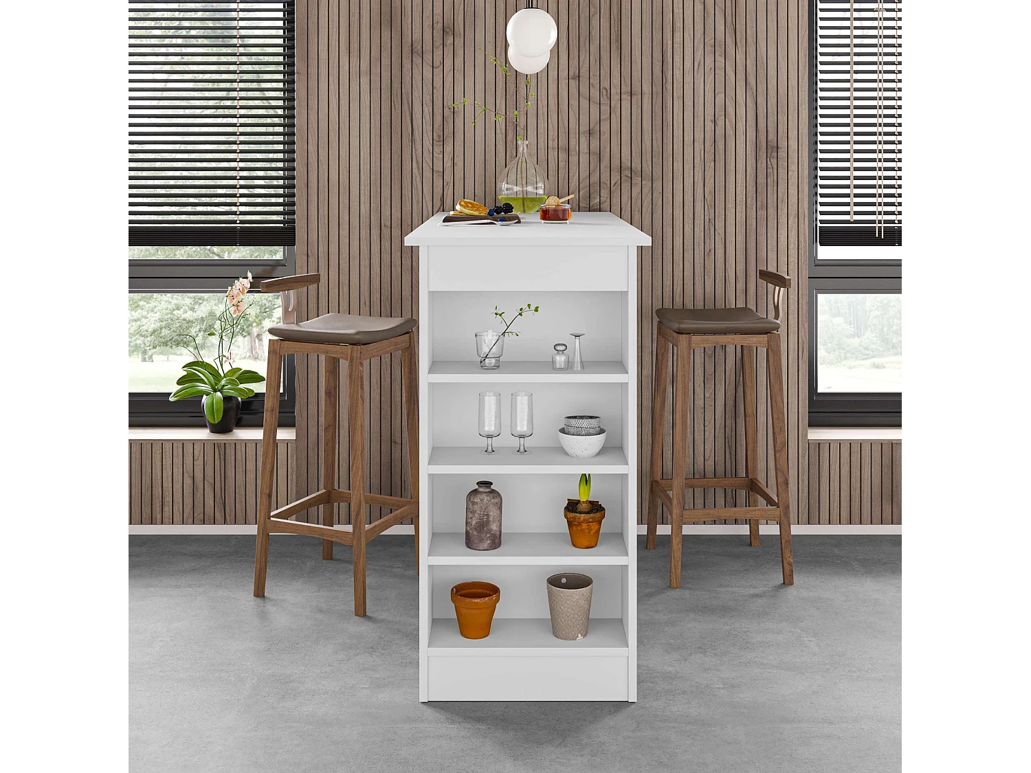 Moderne Witte Houten Bartafel "Swallow" 117 x 54 x 101,8 cm - Elegant Ontwerp