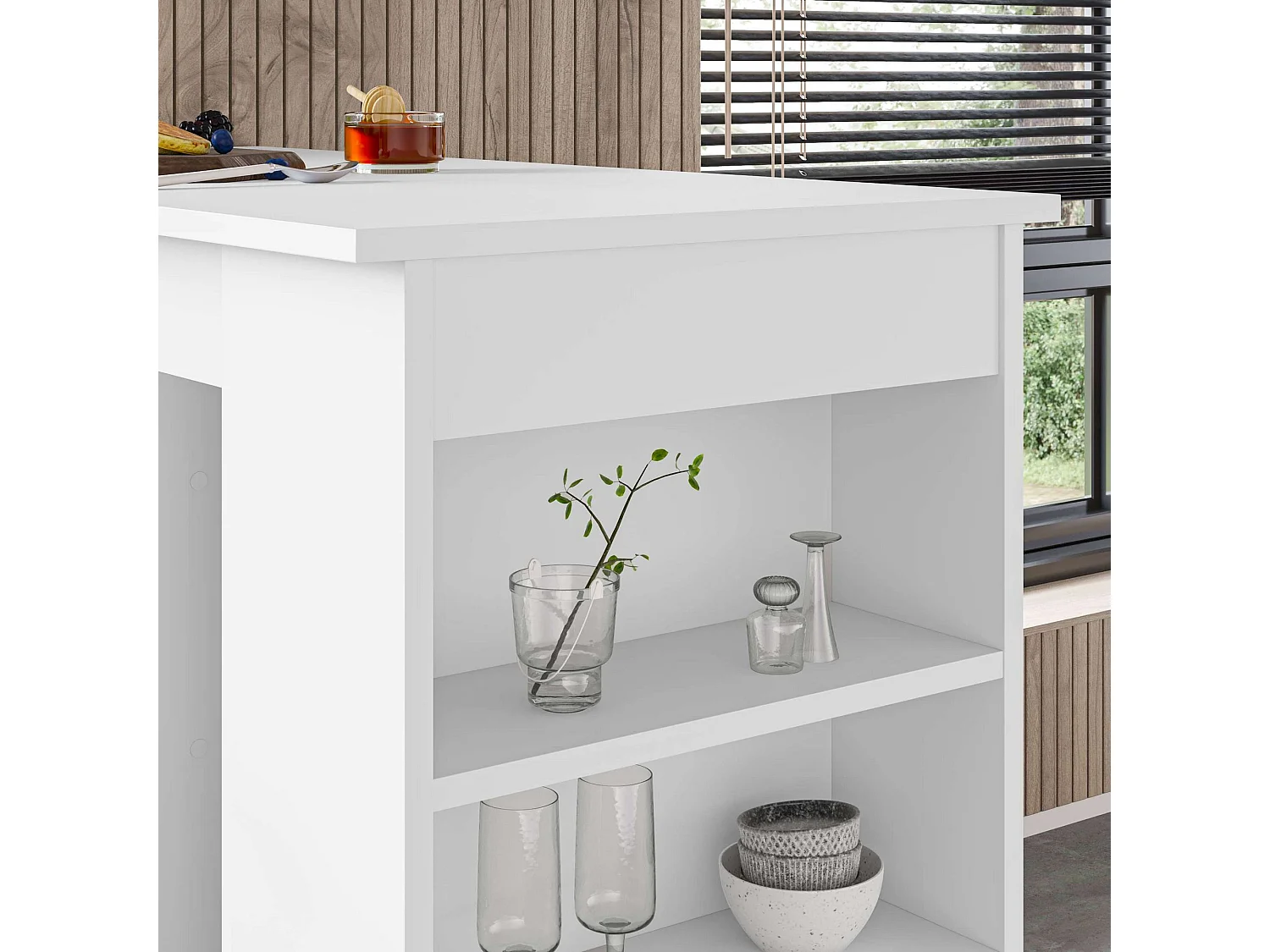 Moderne Witte Houten Bartafel "Swallow" 117 x 54 x 101,8 cm - Elegant Ontwerp