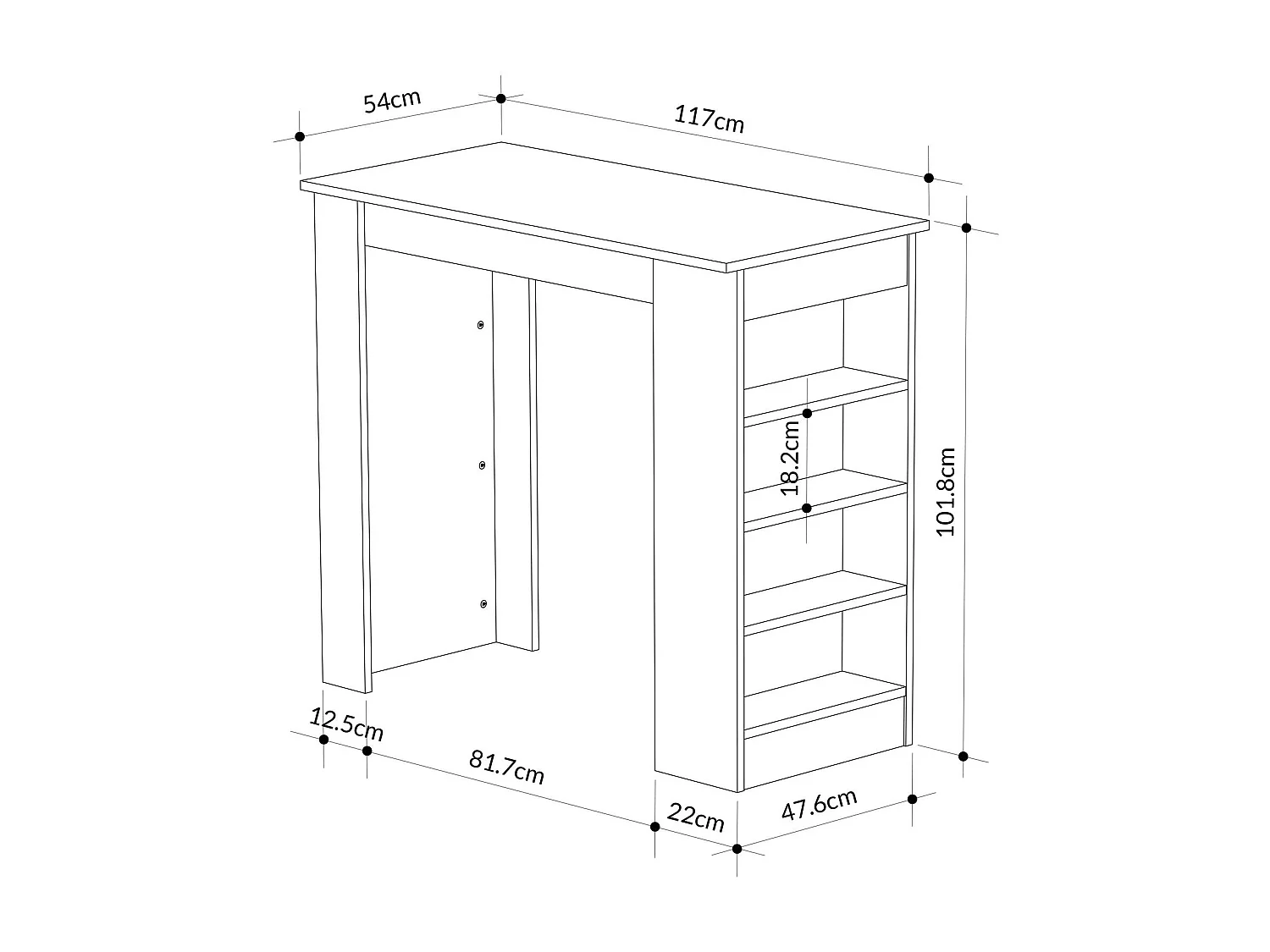 Table de bar en bois "Swallow" 117 x 54 x 102 cm - Bendir