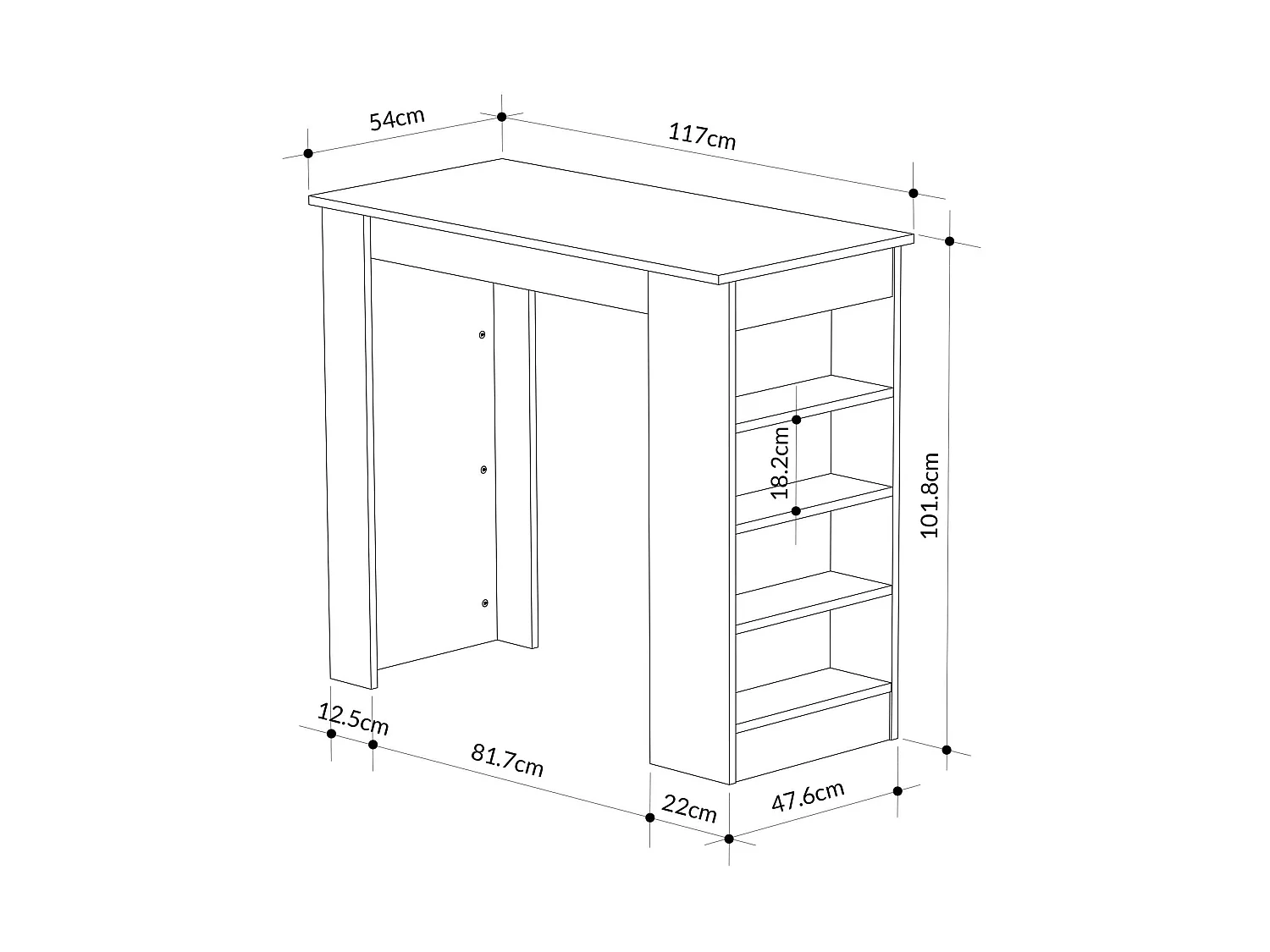 Tavolino da bar in legno "Swallow" 117 x 54 x 102 cm - Bendir