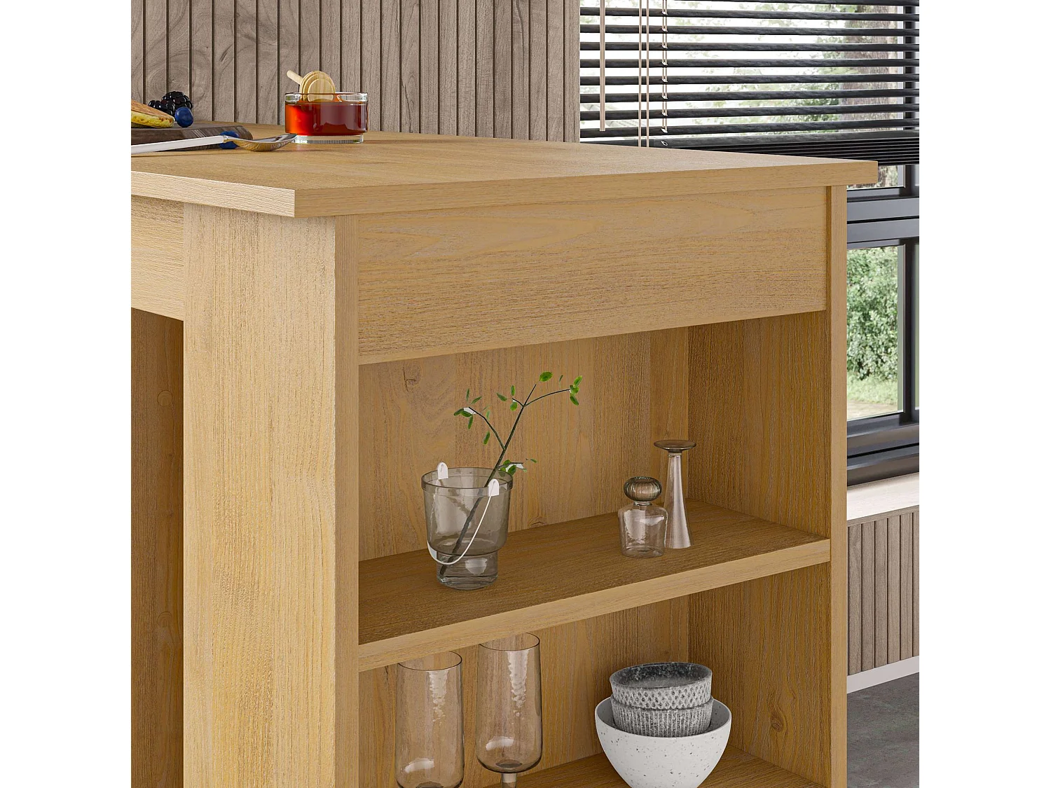 Table de bar en bois "Swallow" 117 x 54 x 101,8 cm - Chêne saphir