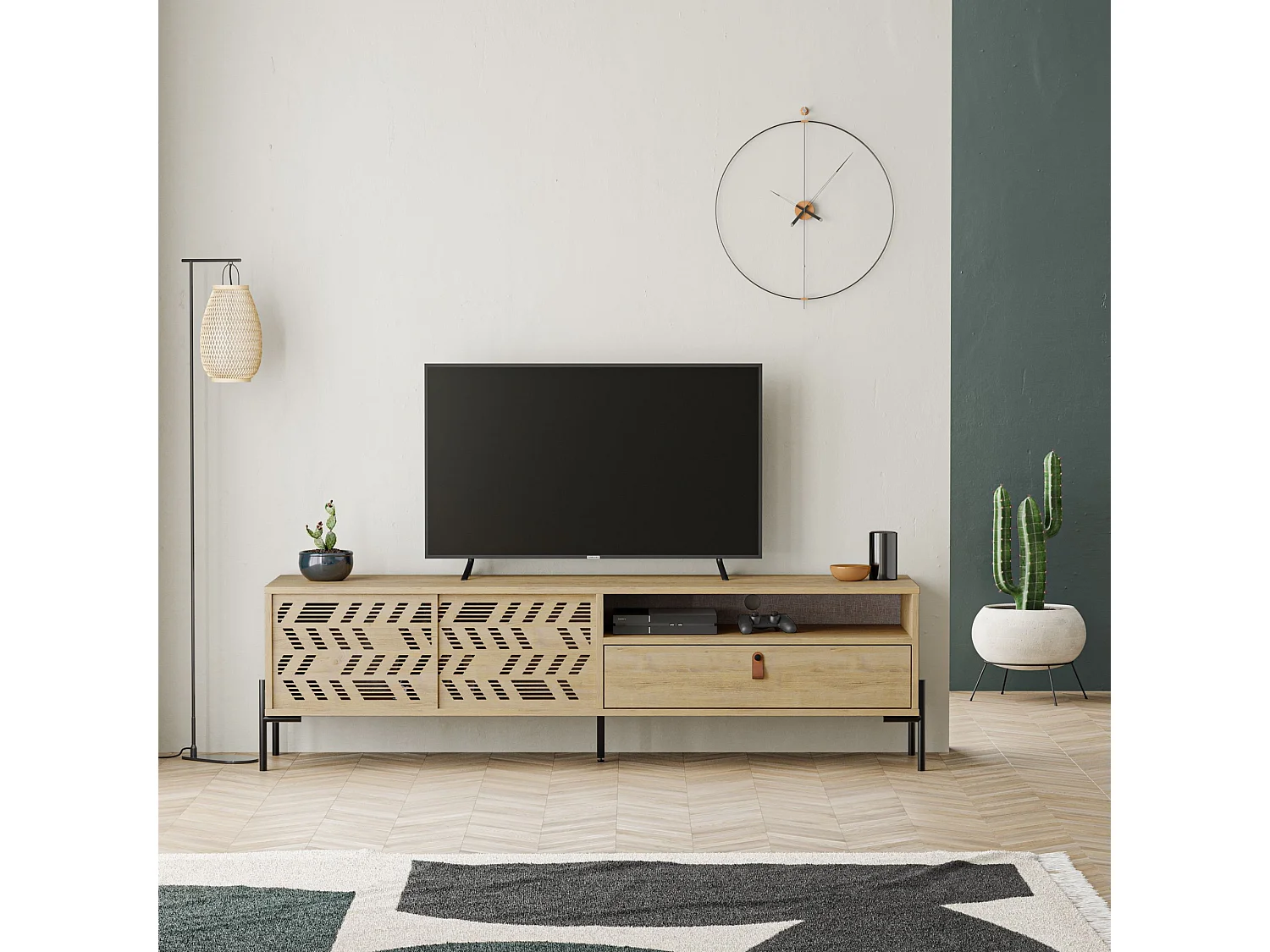 "Dionysos" Beige Trä TV-bänk - Modern Design - 170 x 45 x 48 cm - Elegant Finish