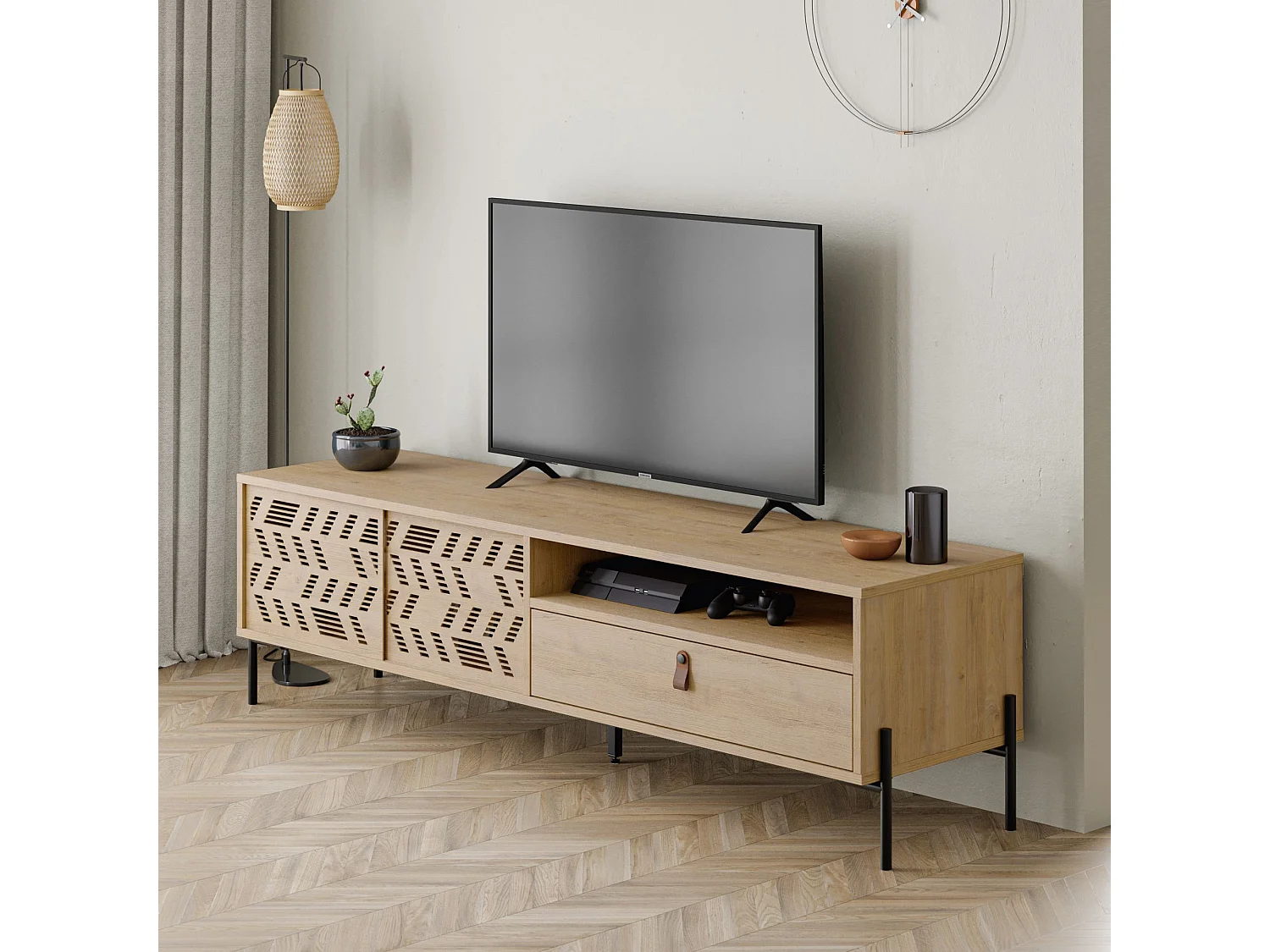 "Dionysos" Beige Trä TV-bänk - Modern Design - 170 x 45 x 48 cm - Elegant Finish
