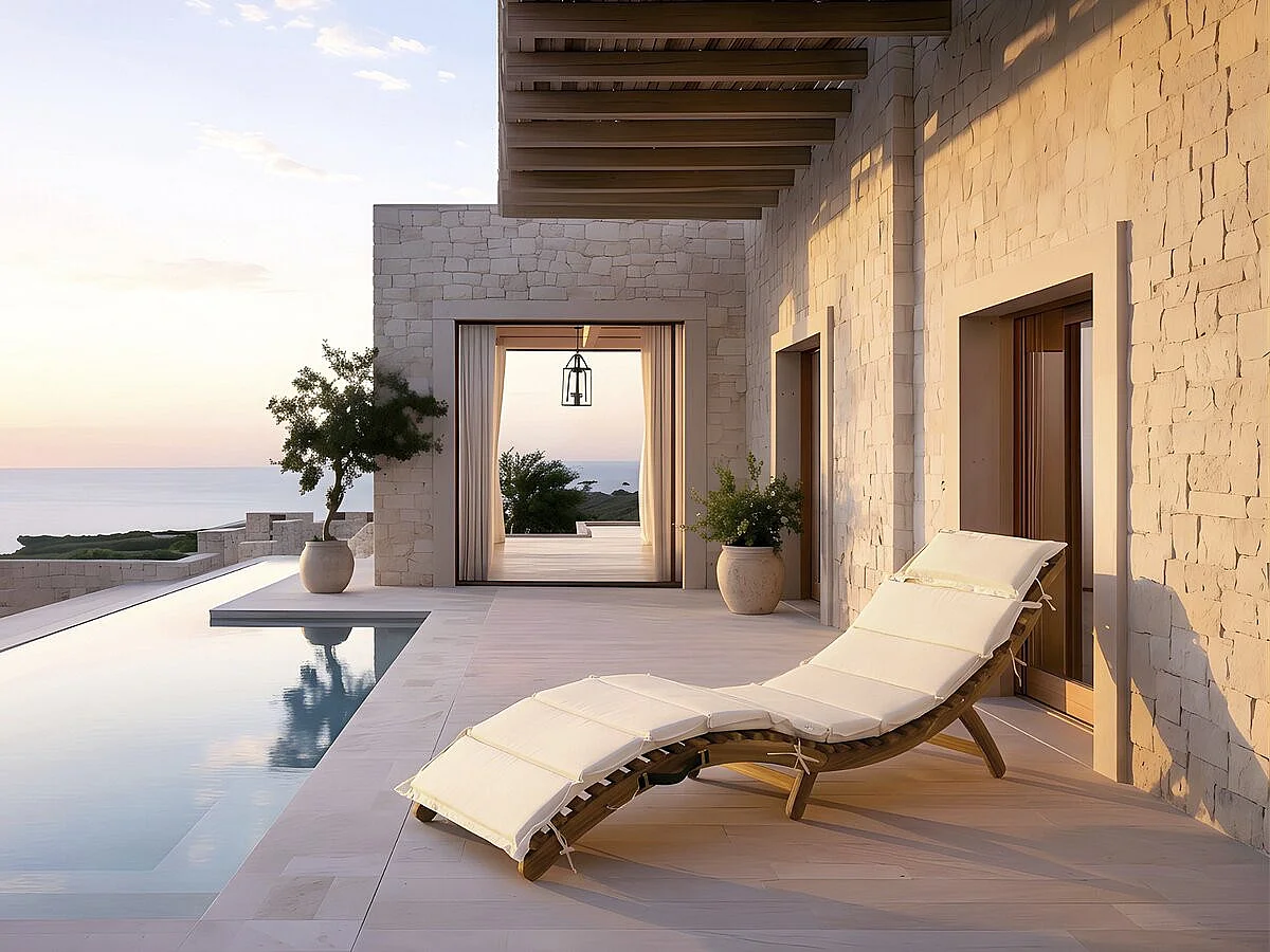 Bain de soleil en bois avec coussins inclus "Jakarta" - Beige