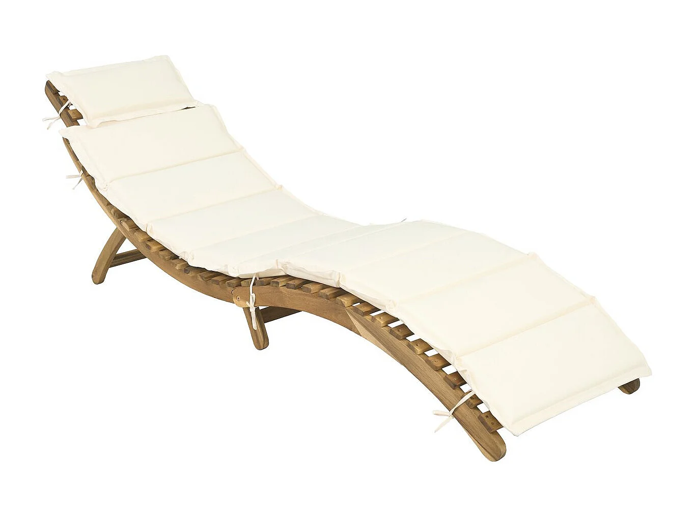 Bain de soleil en bois avec coussins inclus "Jakarta" - Beige