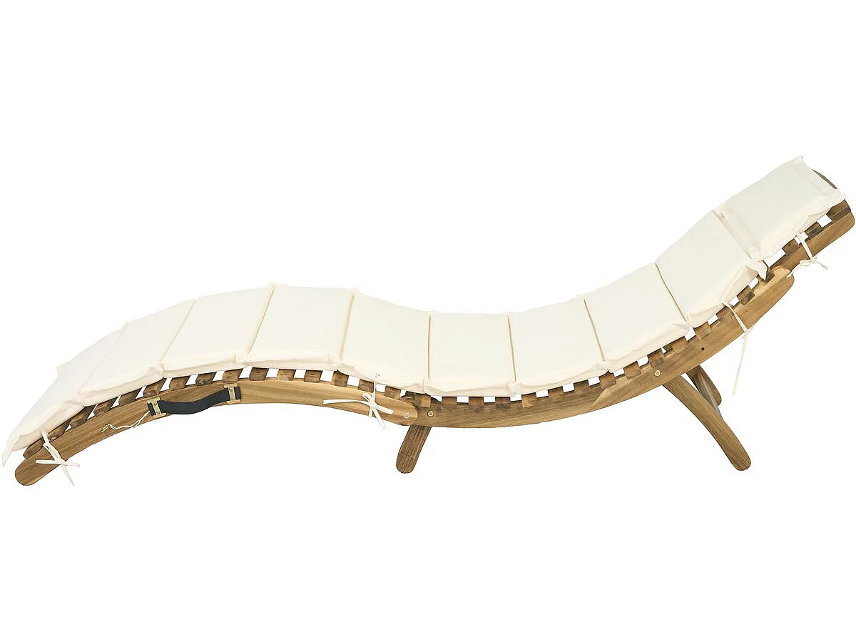Bain de soleil en bois avec coussins inclus "Jakarta" - Beige