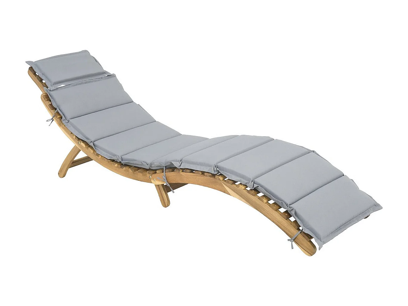 Bain de soleil en bois avec coussins inclus "Jakarta" - Gris