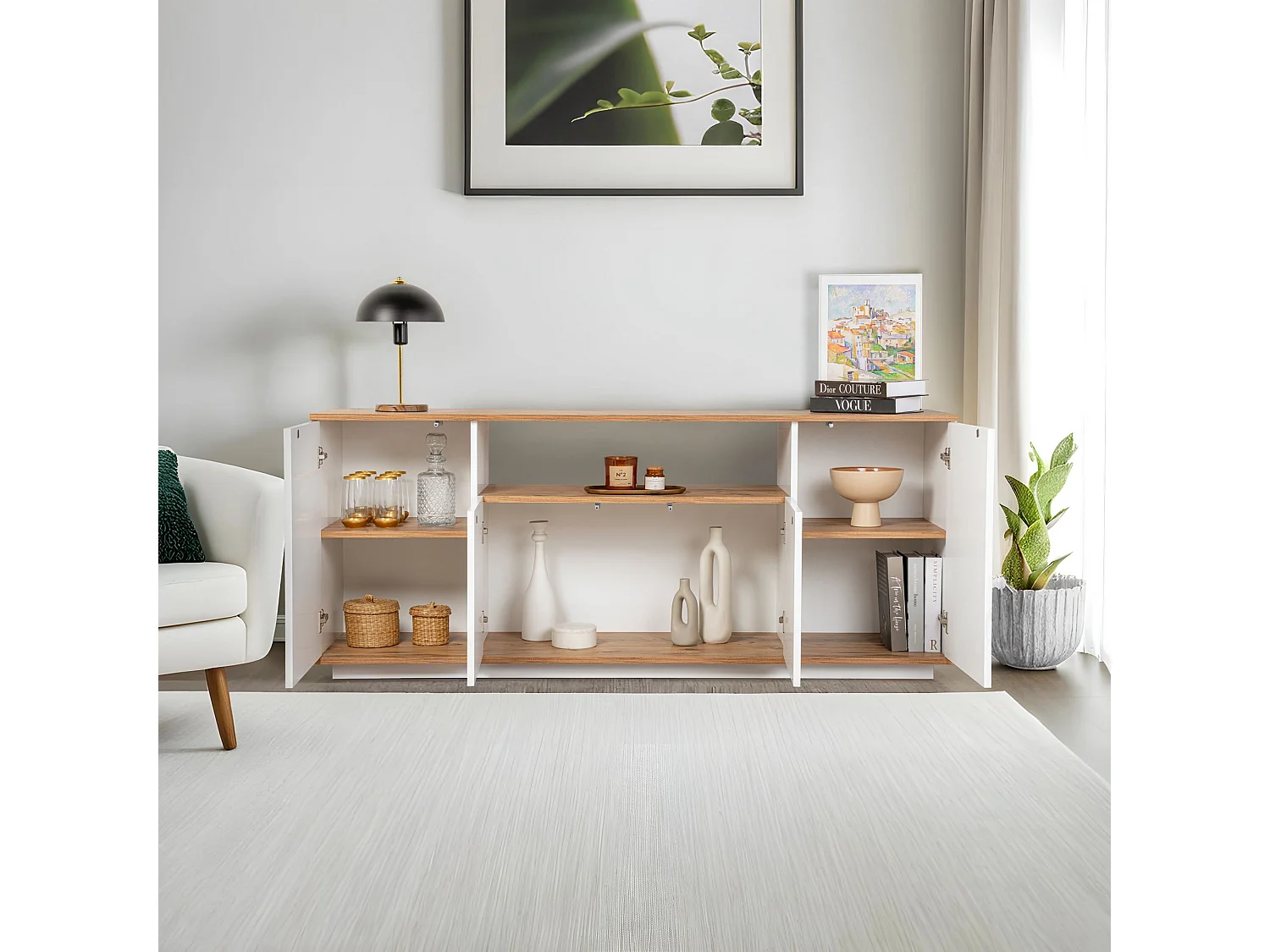 Buffet en bois "Arista" - 180 x 44 x 75 cm - Blanc