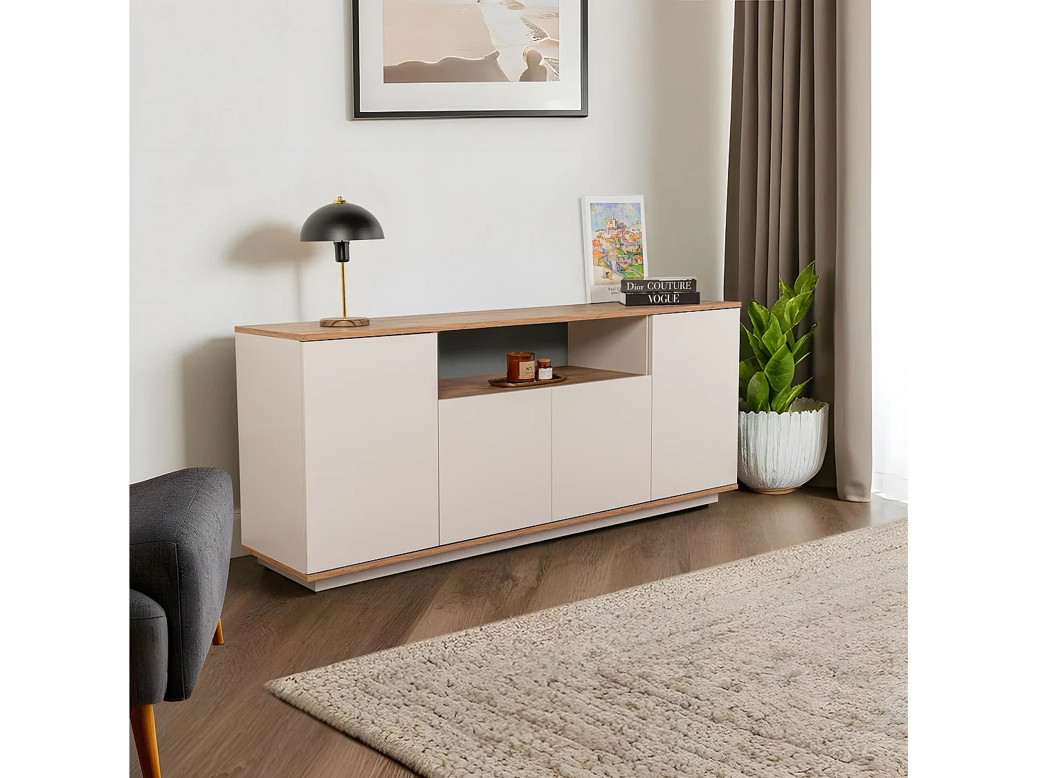 Buffet en bois "Arista" - 180 x 44 x 75 cm - Beige