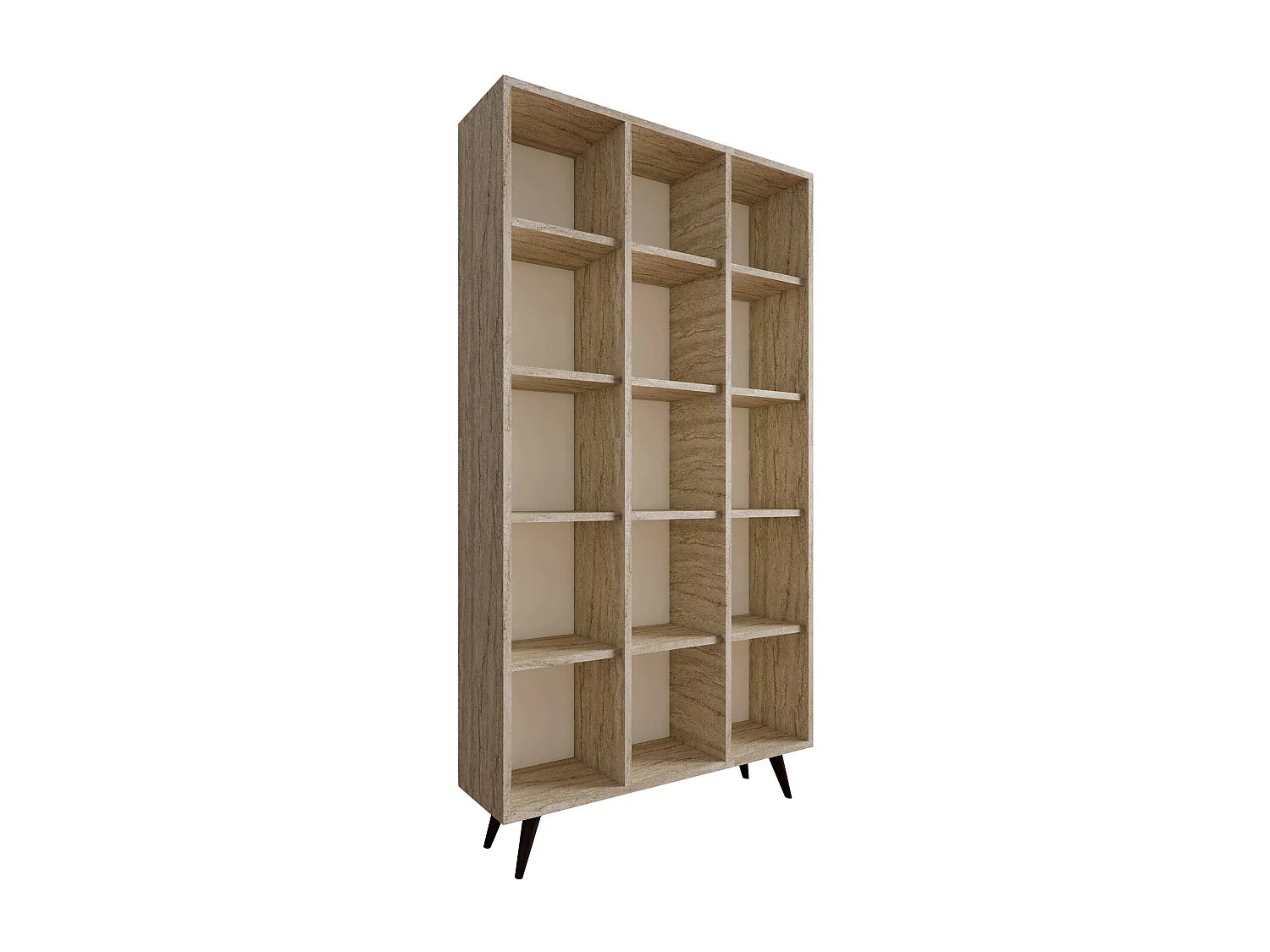 Moderne Travertijn Houten Boekenkast "Zipa" 100 x 25 x 184 cm - 5 Planken