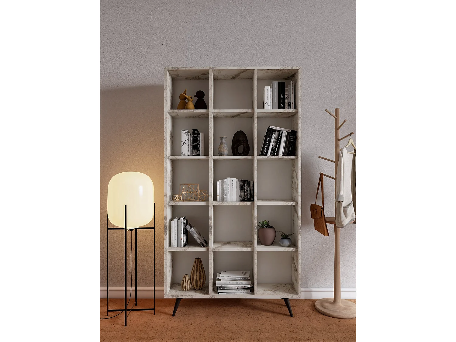Bibliothèque en bois "Zipa" 100 x 25 x 184 cm - Chêne