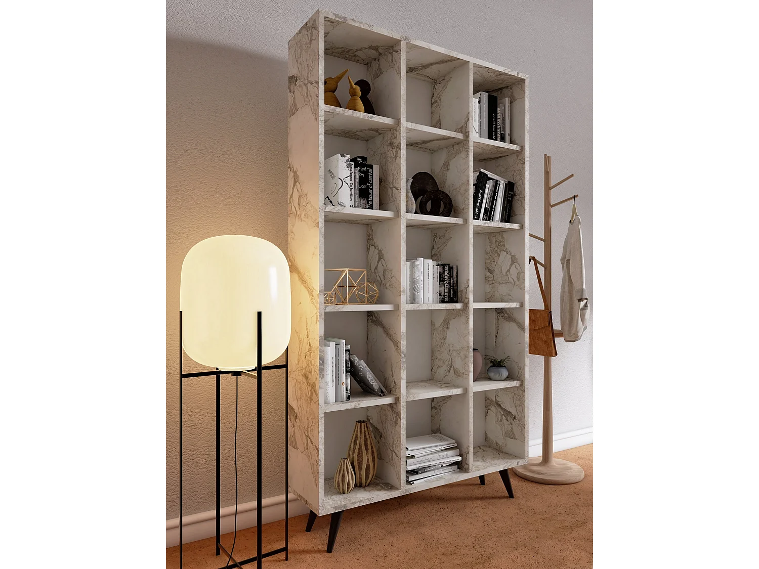 Bibliothèque en bois "Zipa" 100 x 25 x 184 cm - Chêne