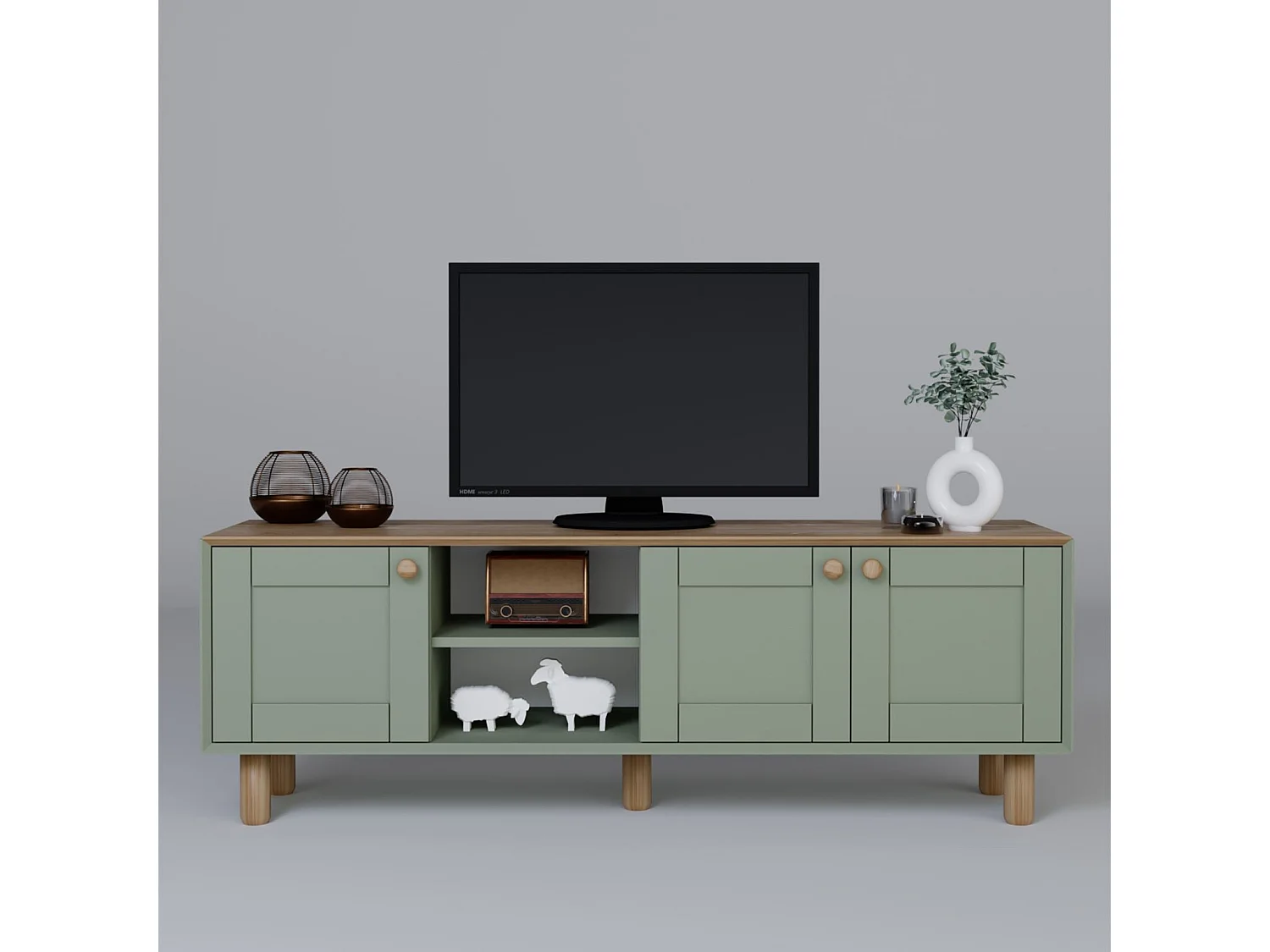Meuble TV en bois "Mia" - 160 x 40 x 56 cm - Vert