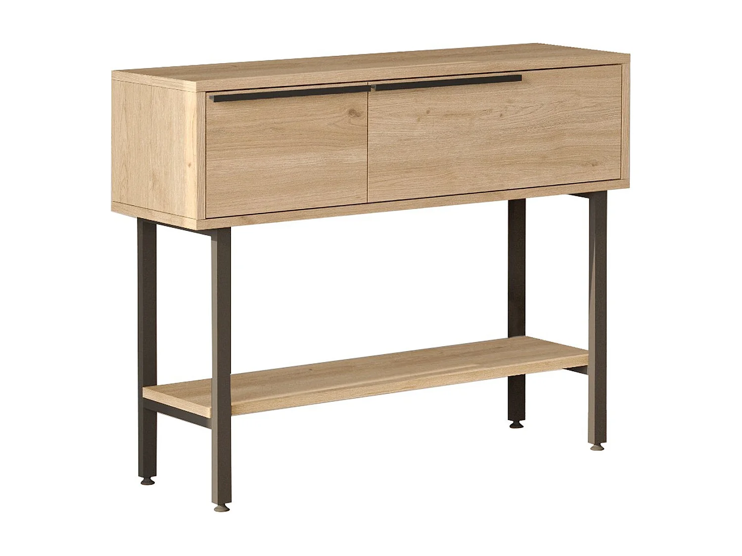 Console avec miroir en bois "Calvin" - 100 x 30 x 76 cm - Marron