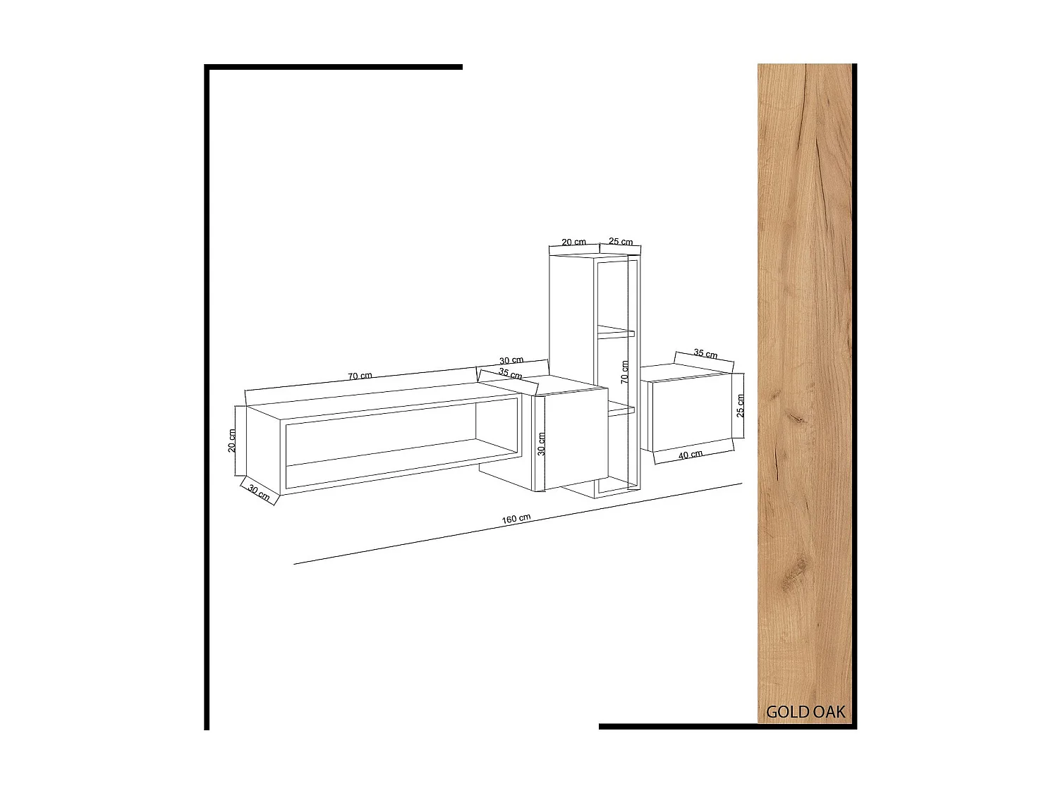 Meuble TV en bois "Kumkuat" - 160 x 35 x 70 cm - Marron