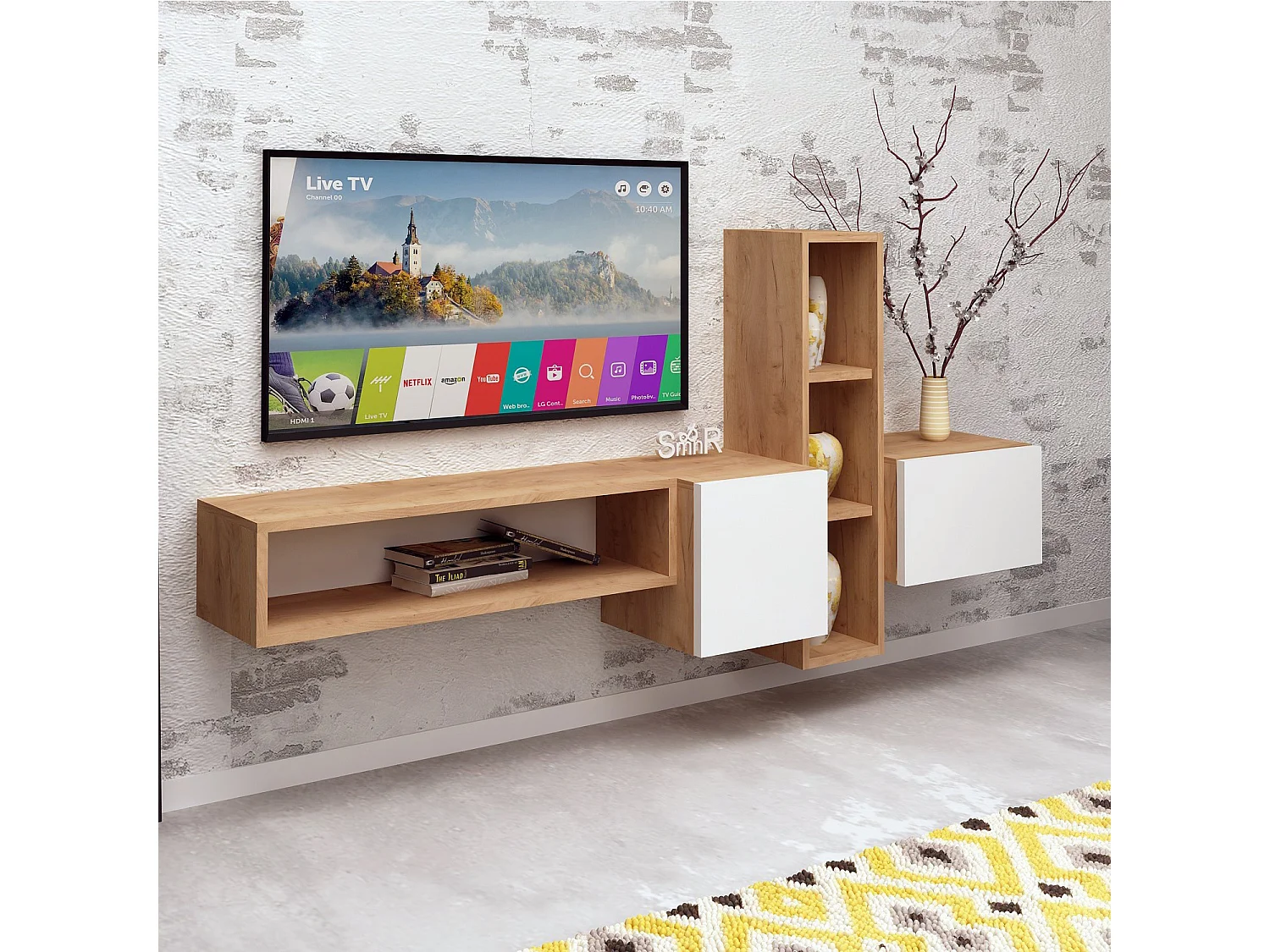 Modern TV-bänk i Trä "Kumkuat" - Brun - 160 x 35 x 70 cm - Elegant Design