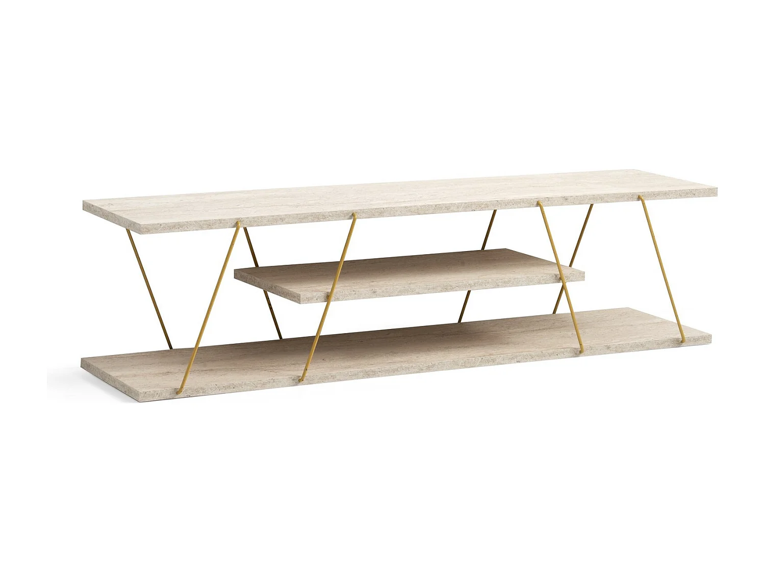 Porta TV in legno "Canaz" - 120 x 30 x 33 cm - Travertino