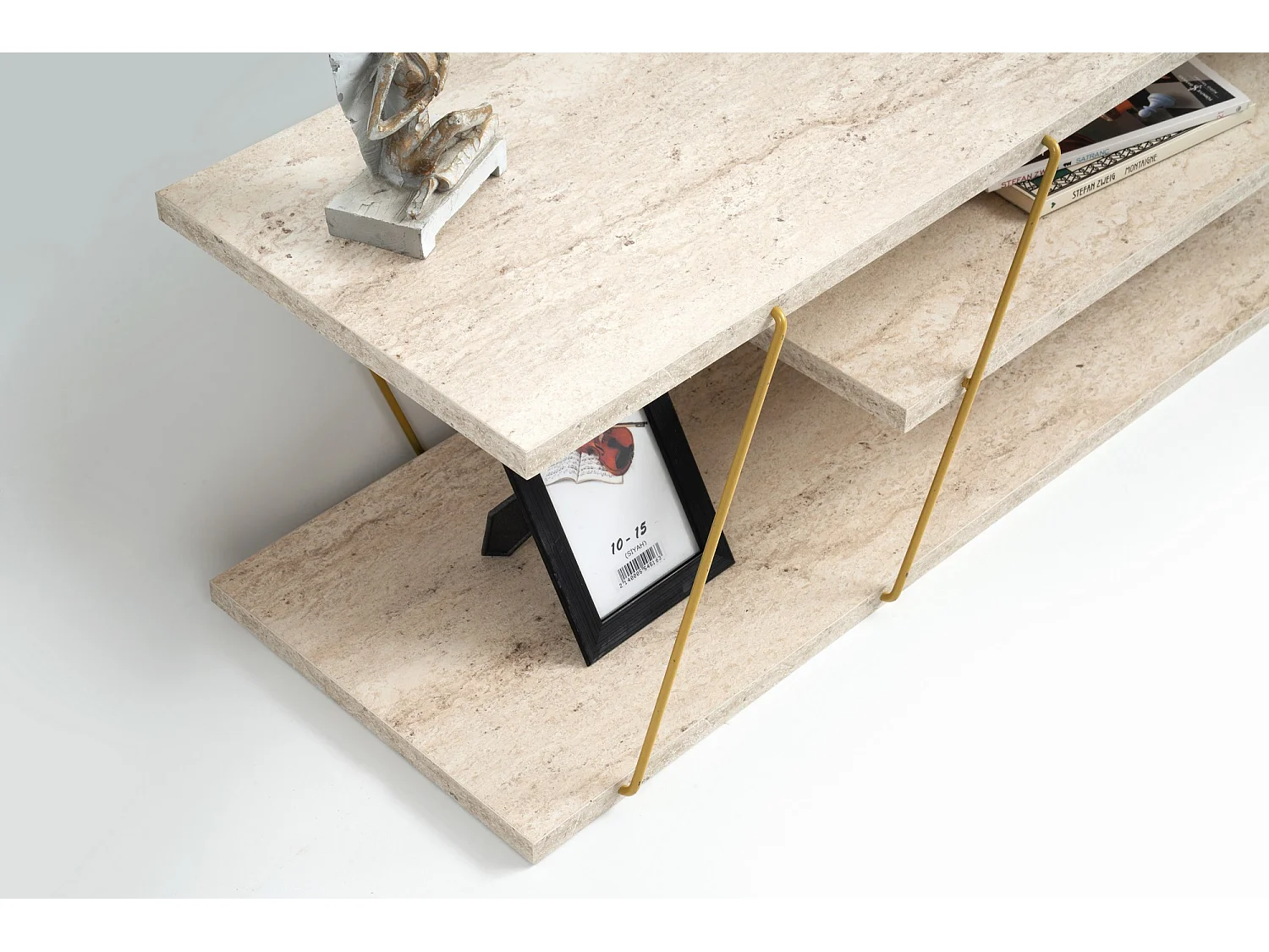 Trä TV-stativ "Canaz" - Elegant Design - Travertin Finish - 120 x 30 x 33 cm