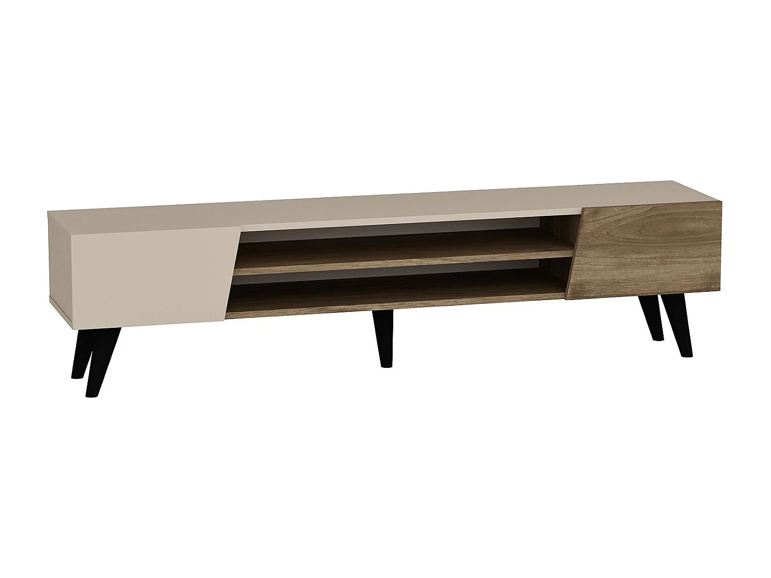 Modern TV-bänk i trä och metall "Clark" - Brun - 180 x 37 x 45 cm