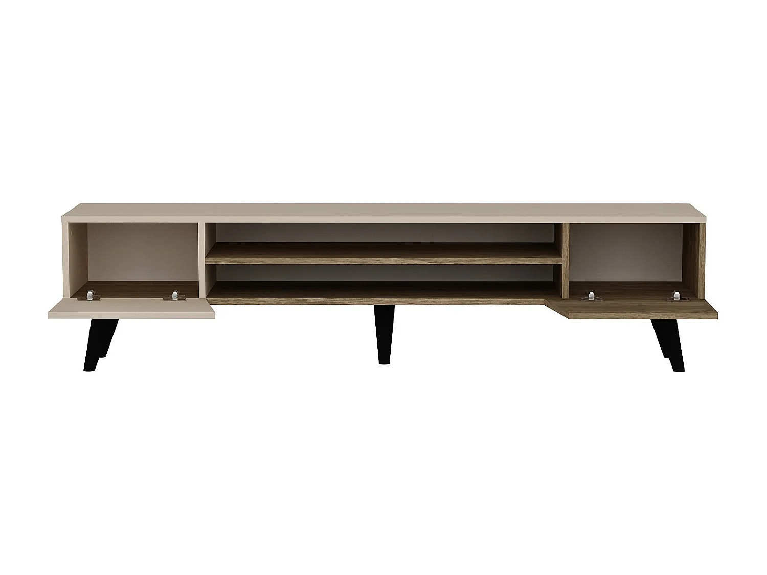 Modern TV-bänk i trä och metall "Clark" - Brun - 180 x 37 x 45 cm