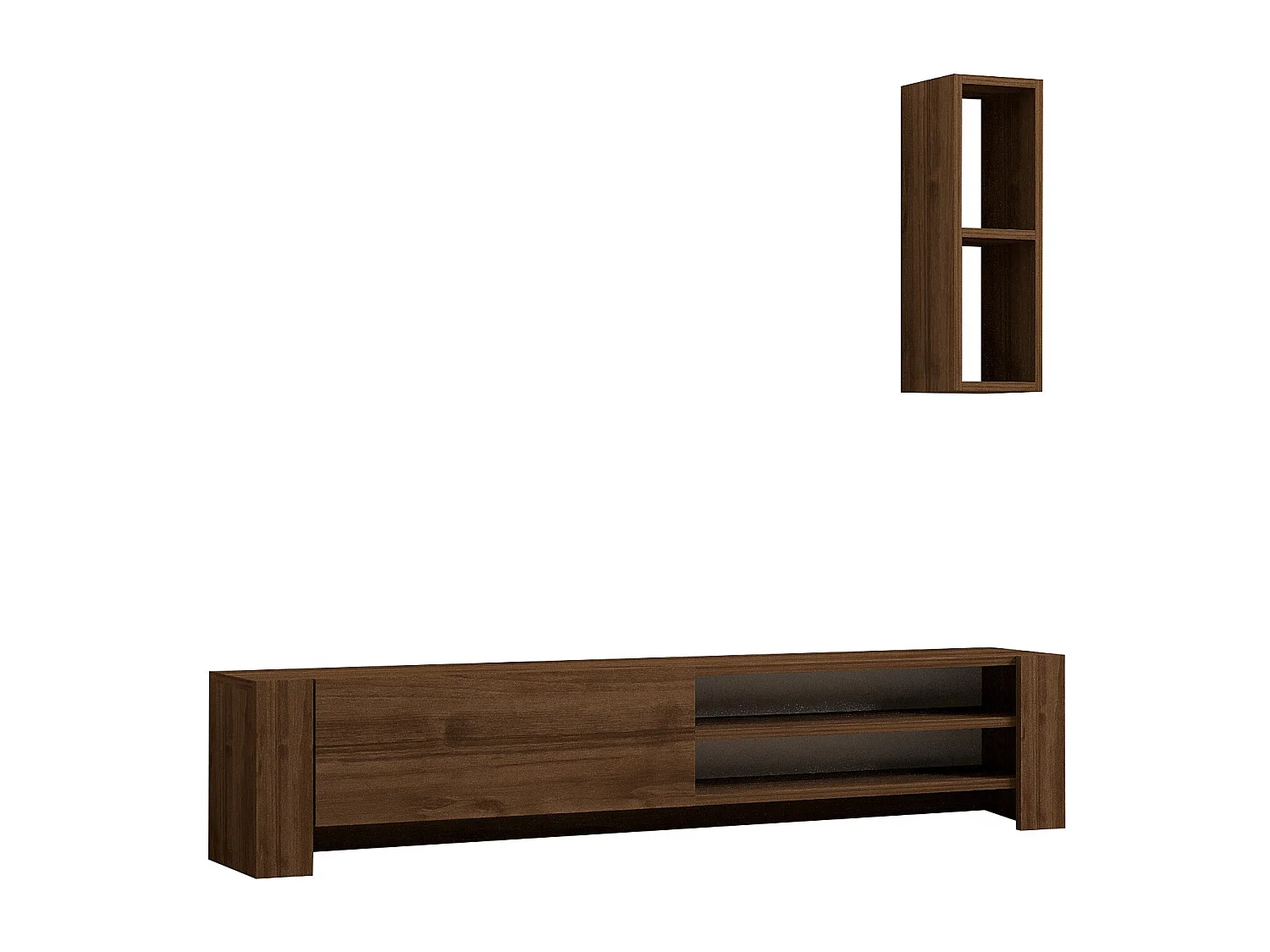 Meuble TV avec étagère murale en bois "Naz" - 160 x 26 x 33 cm - Marron