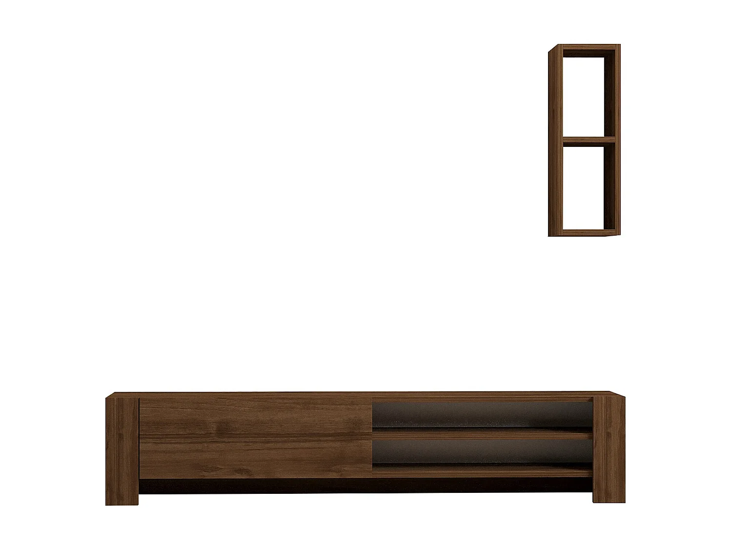 Meuble TV avec étagère murale en bois "Naz" - 160 x 26 x 33 cm - Marron