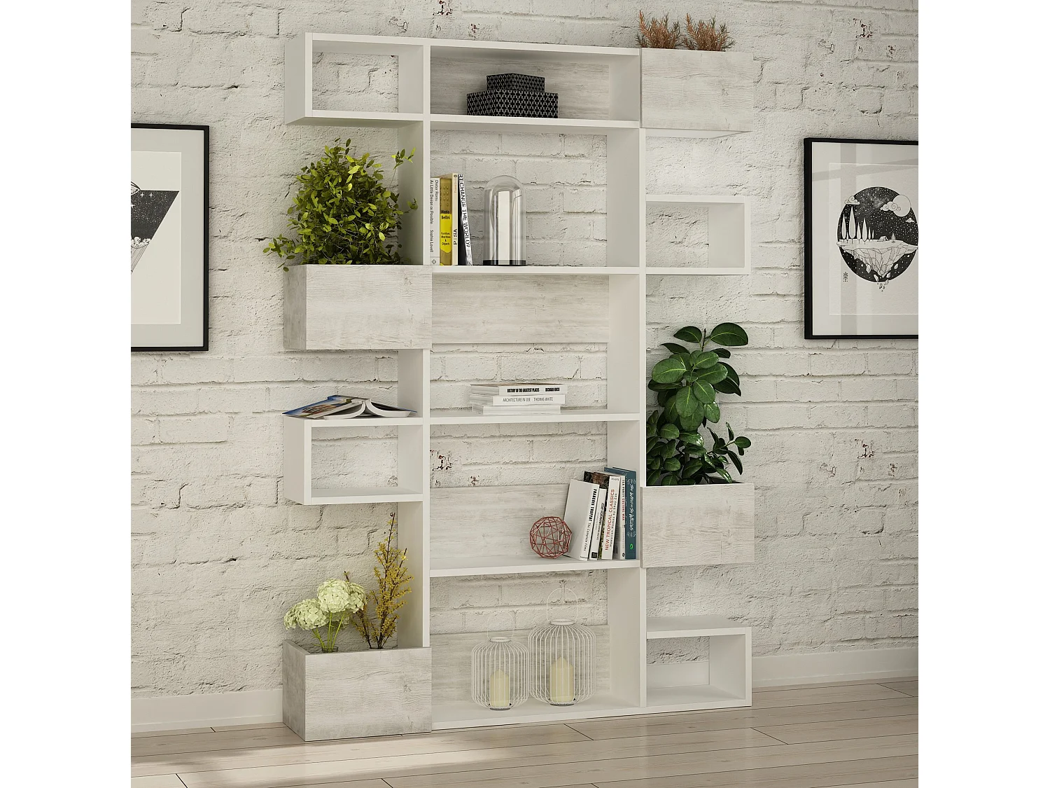 Bibliothèque en bois "Niho" 120 x 27 x 171 cm - Blanc
