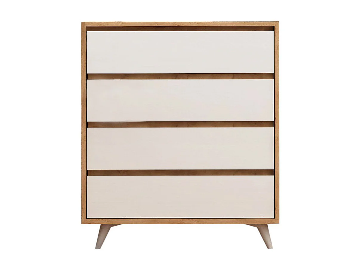 Beige Holzkommode "Suvera" mit 4 Schubladen 70x40x86 cm modernes und schlichtes Design