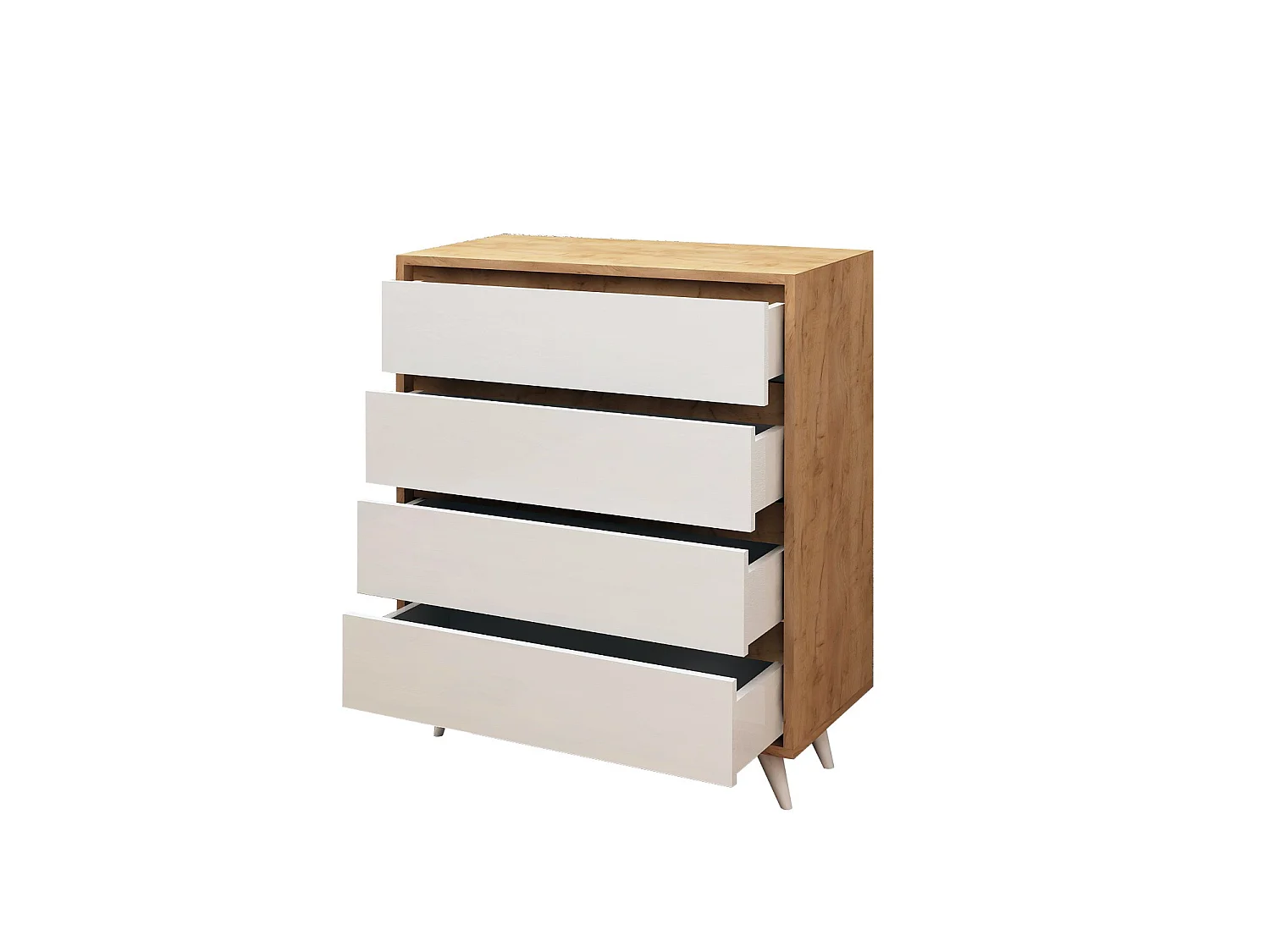 "Suvera" Houten Commode met 4 Laden - Beige, 70 x 40 x 86 cm, Elegant Design, Trendy Look