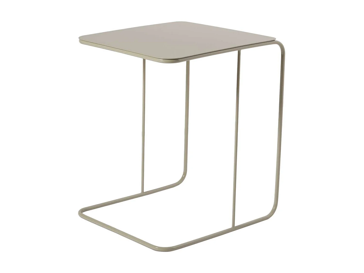 Modern Taupe Metall Sidobord "Poet" 47 x 46 x 57 cm - Elegant Design för Vardagsrum, Sovrum eller Kontor