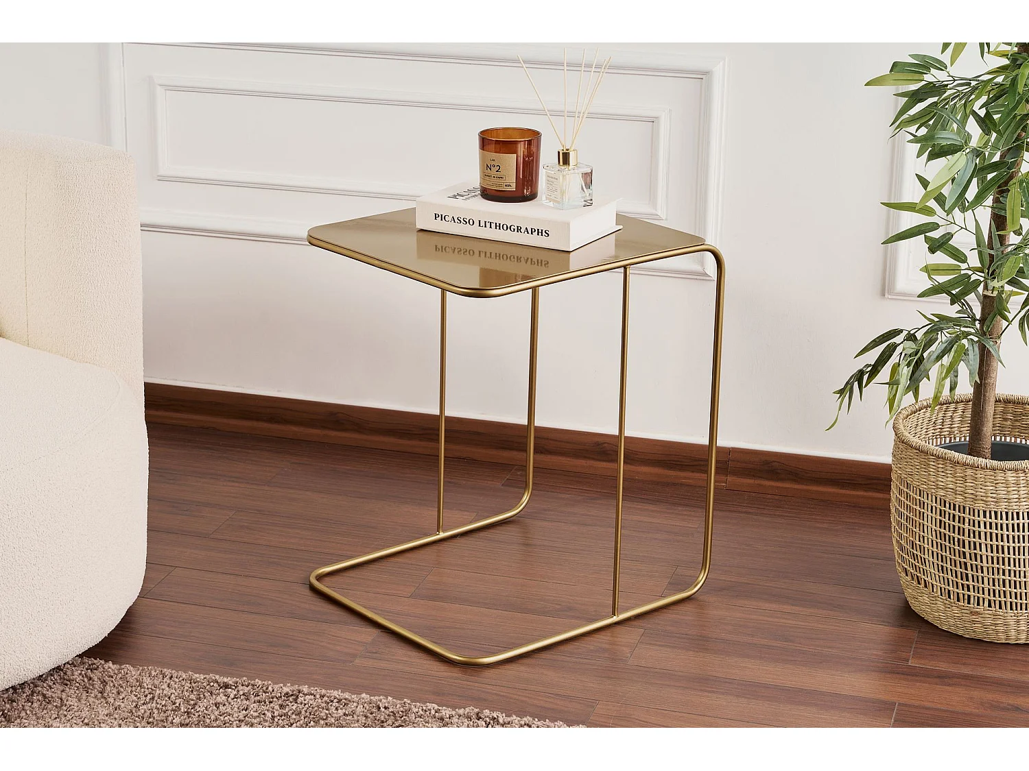 Modern Glamour Metall Sidobord "Poet" 47 x 46 x 57 cm - Guld Finish