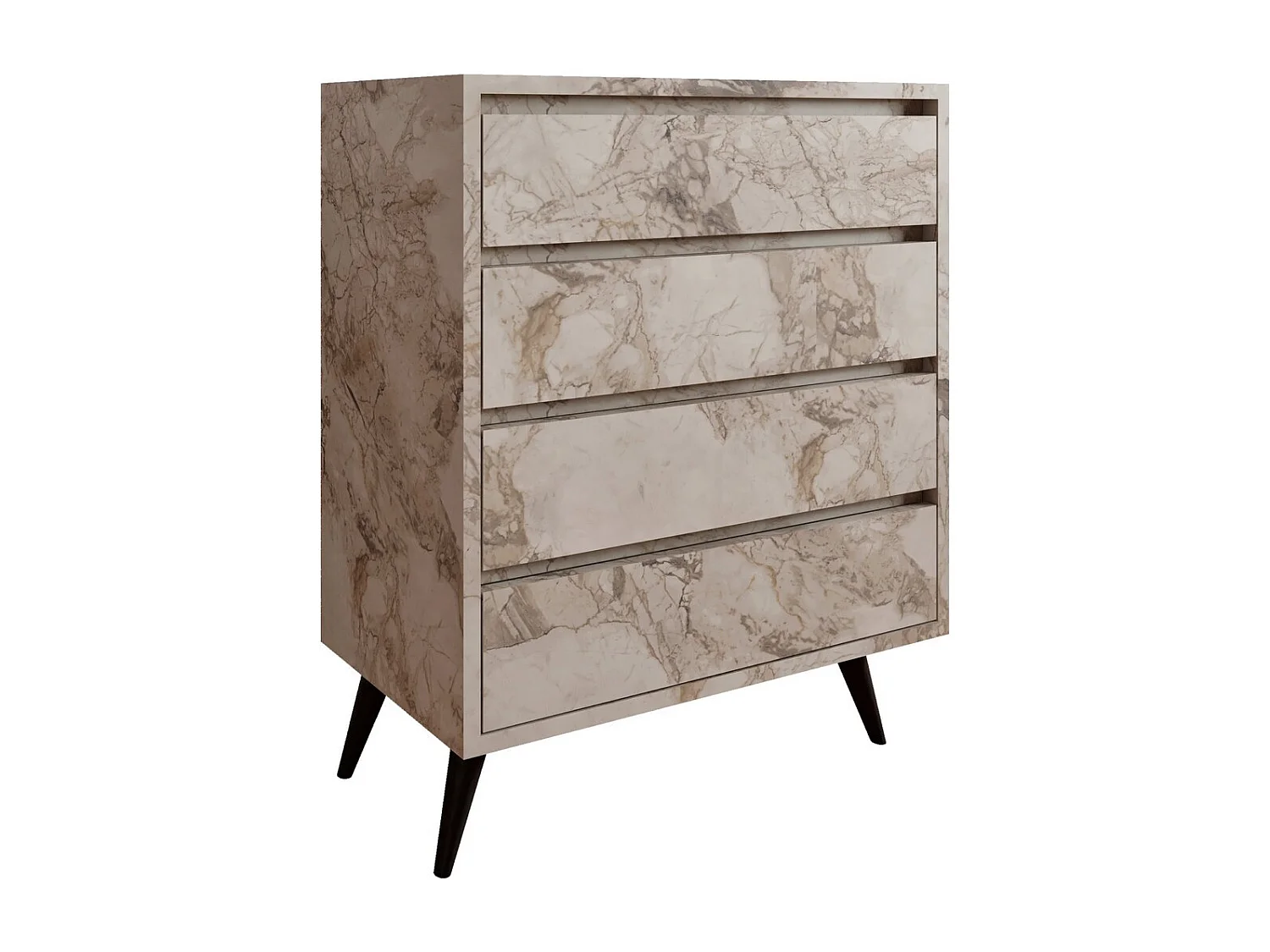 Kommode aus beige marmoriertem Holz "Suvera" 4 Schubladen 70x40x86 cm modernes und natürliches Design