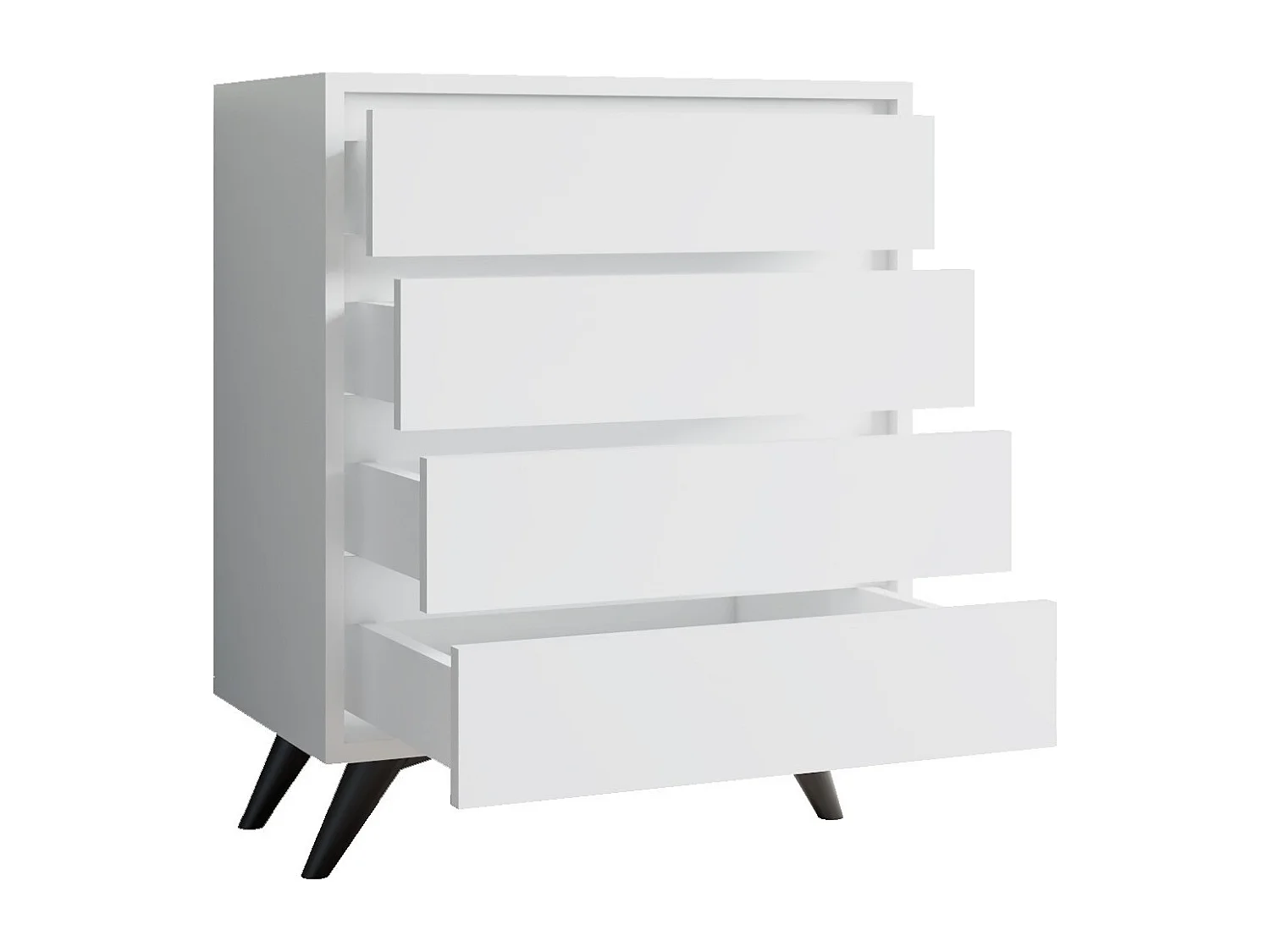 Weiße Holzkommode Suvera mit 4 Schubladen 70x40x86 cm modernes und schlichtes Design