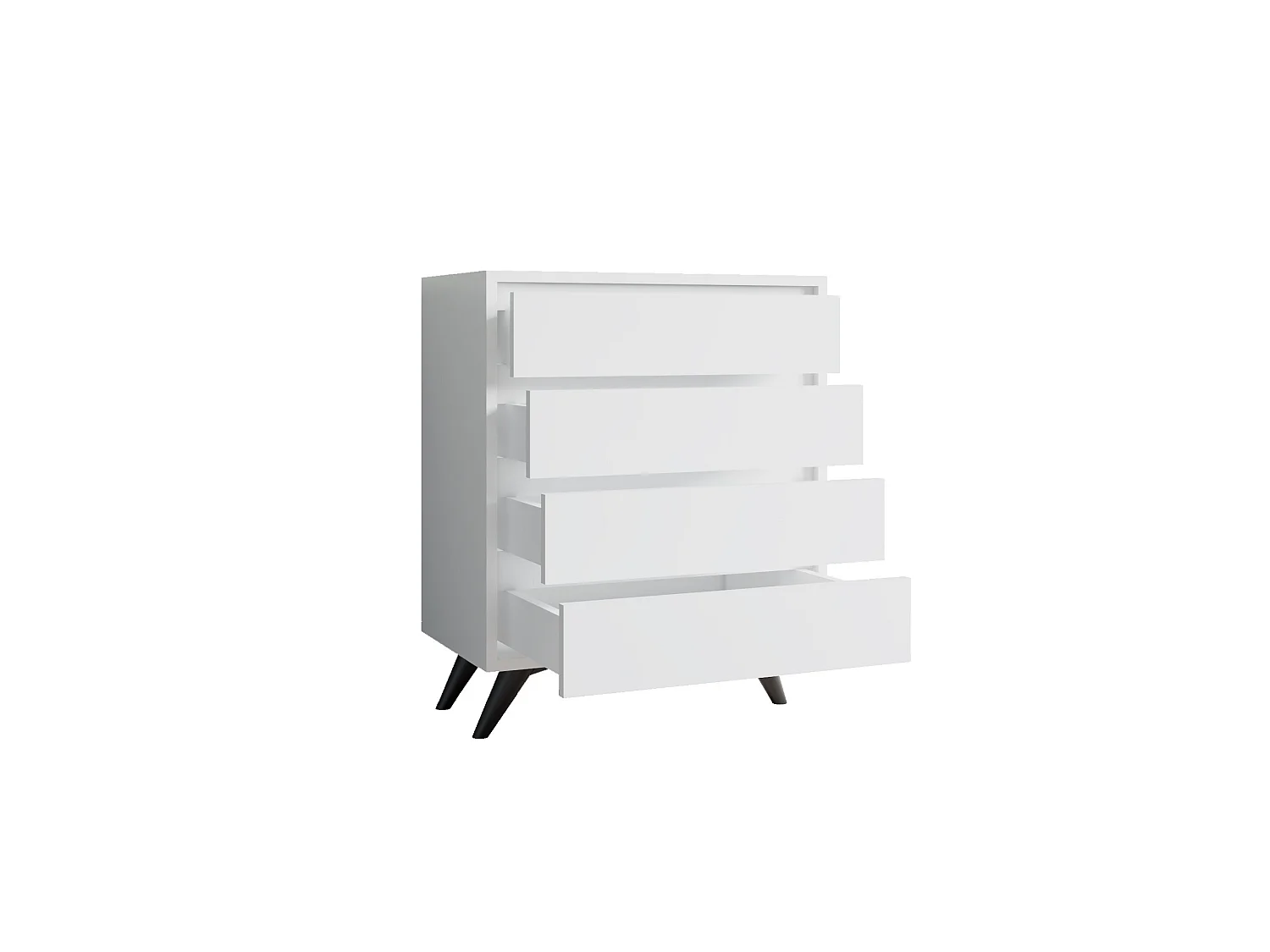 "Suvera Houten Ladenkast - Wit - 70 x 40 x 86 cm - 4 laden - Elegant ontwerp"