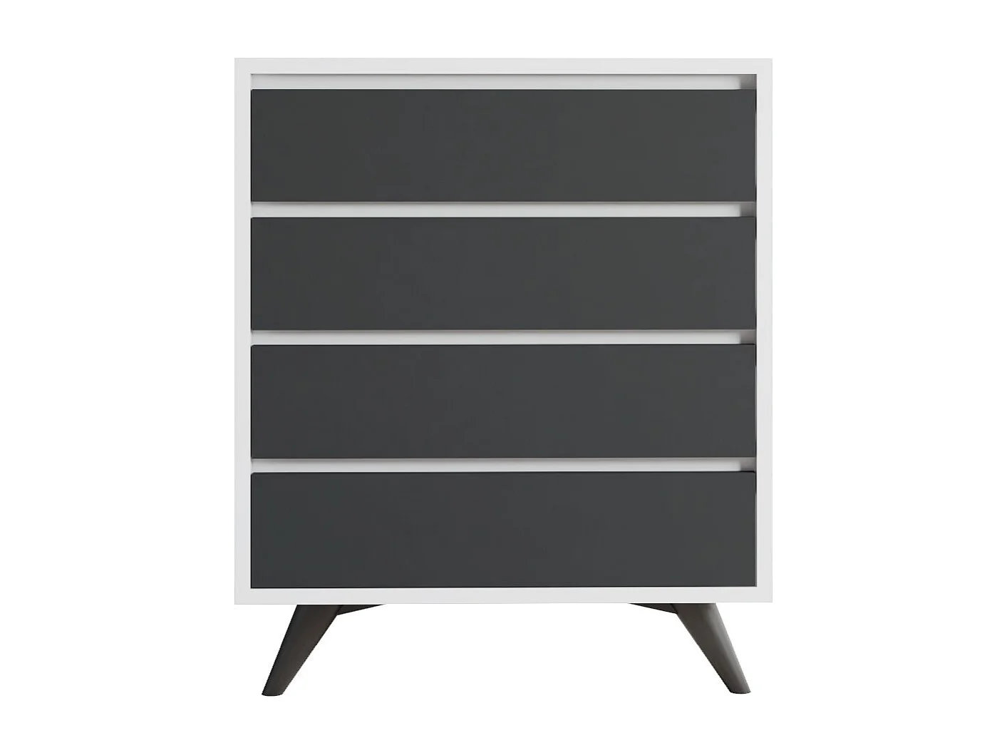 Kommode Suvera aus Holz mit 4 Schubladen 70x40x86 cm Weiß und Anthrazitgrau, modernes und praktisches Design