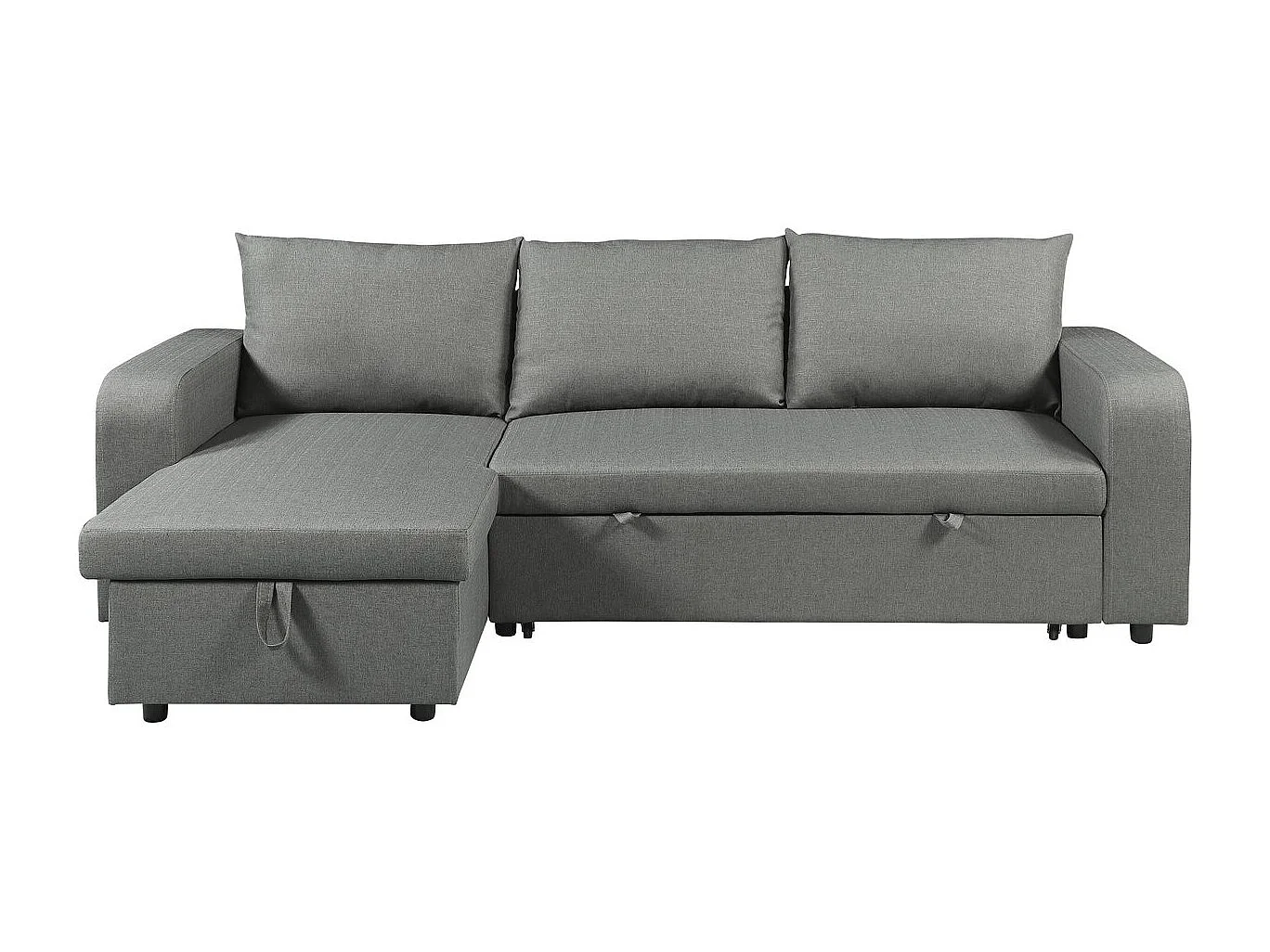Canapé d'angle réversible/convertible en tissu "Victor" - 4 places - Gris