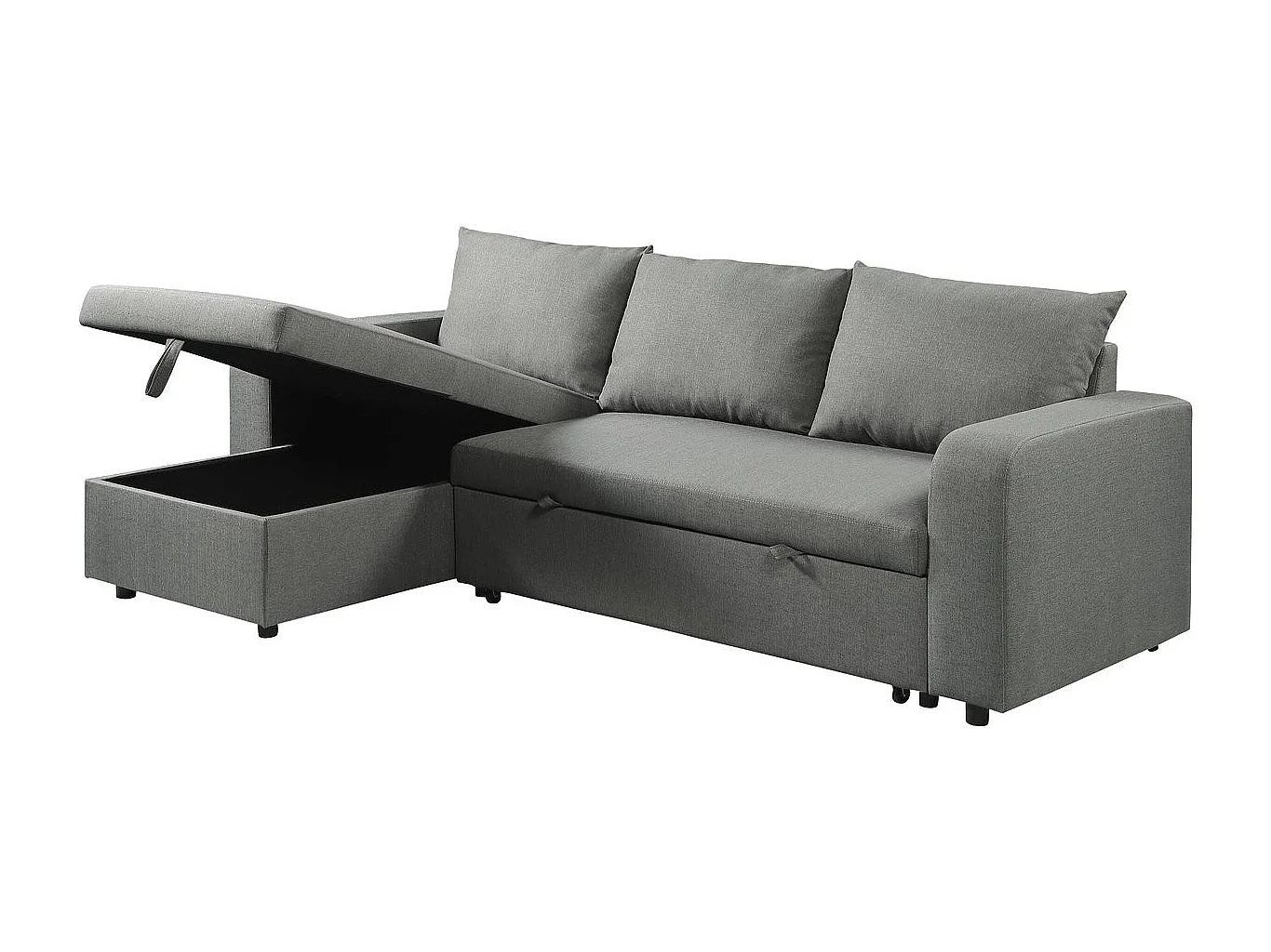 Canapé d'angle réversible/convertible en tissu "Victor" - 4 places - Gris