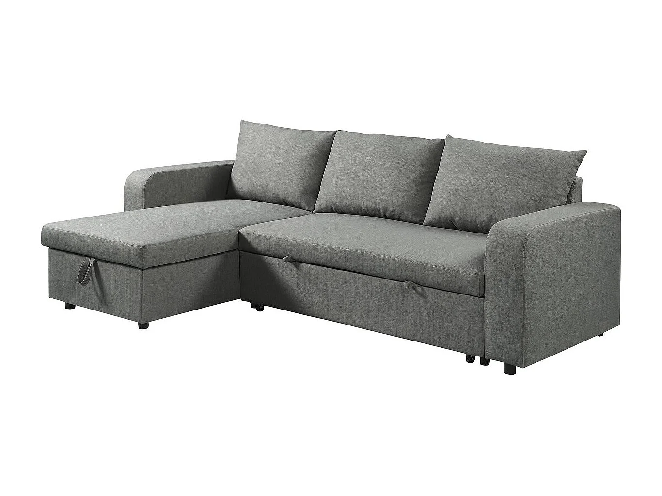 Canapé d'angle réversible/convertible en tissu "Victor" - 4 places - Gris