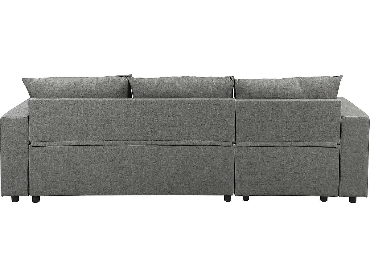 Canapé d'angle convertible 3 places réversible en velours gris