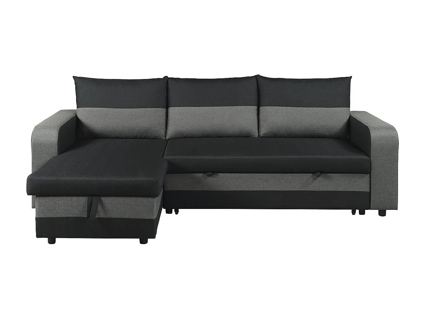 Canapé d'angle réversible/convertible en tissu "Victor" - 4 places - Noir