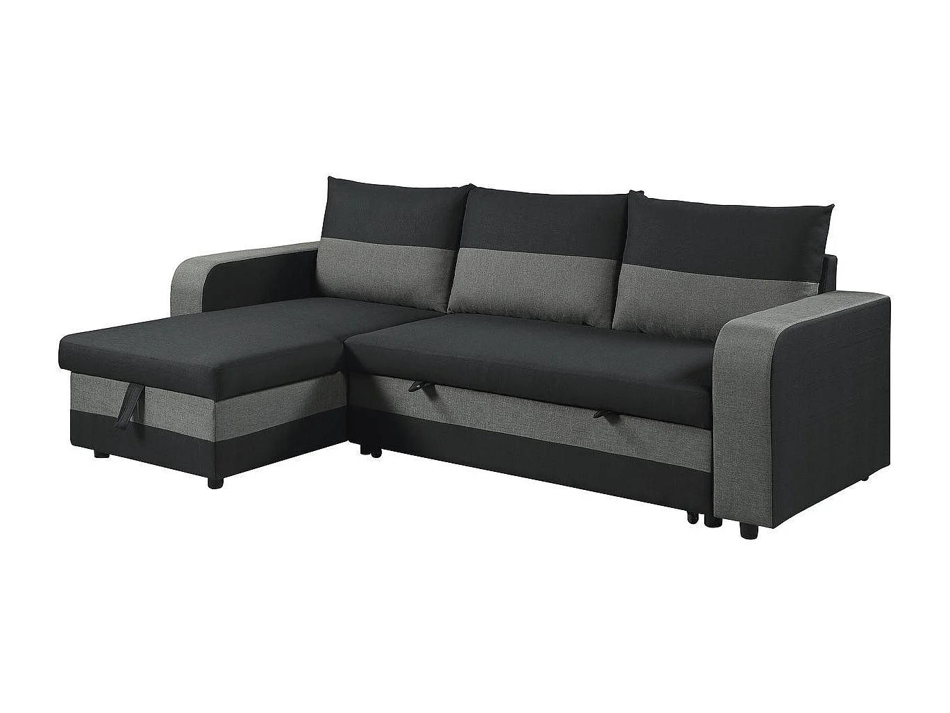 Canapé d'angle réversible/convertible en tissu "Victor" - 4 places - Noir