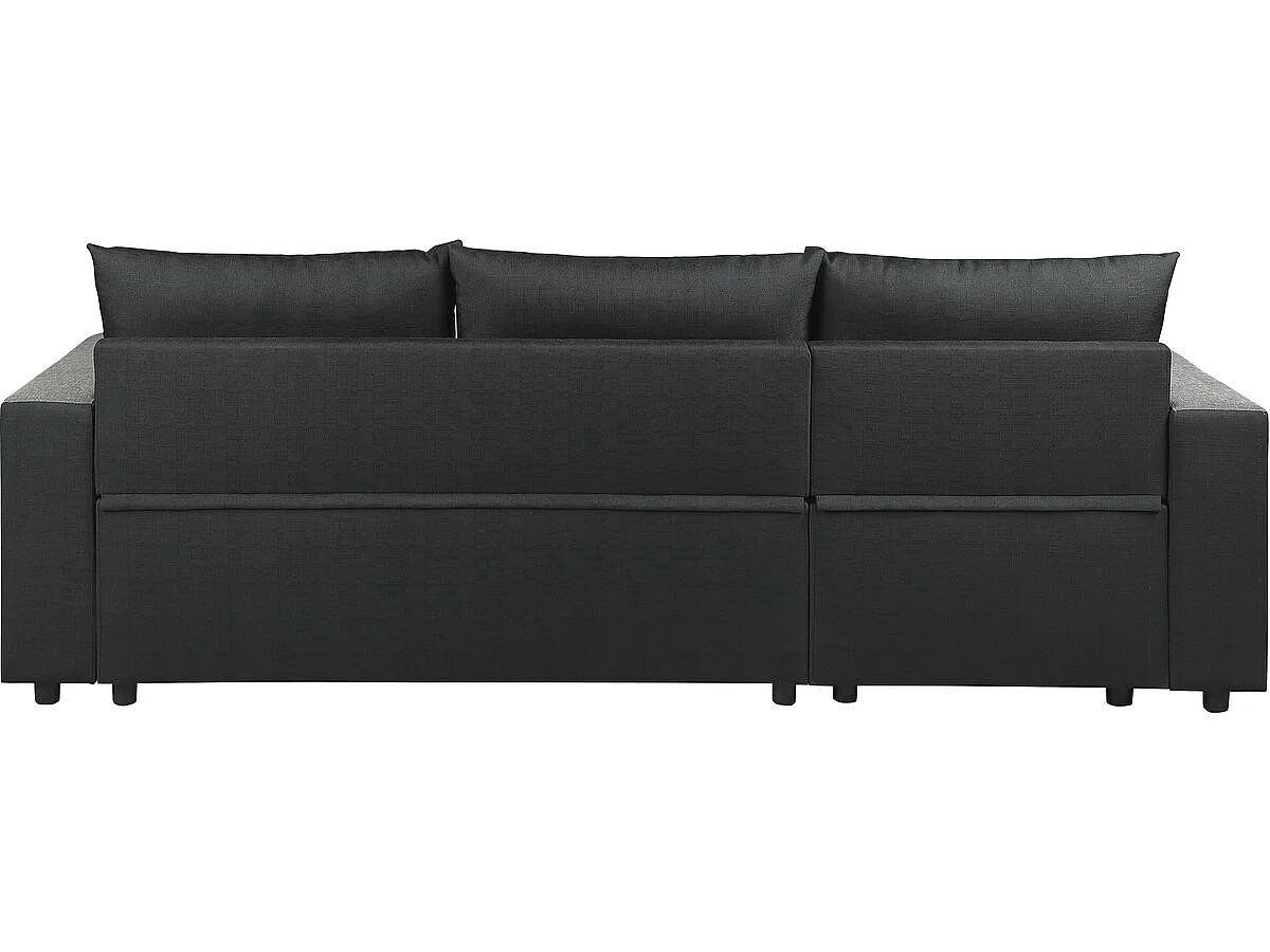 Canapé d'angle convertible 3 places réversible en velours noir