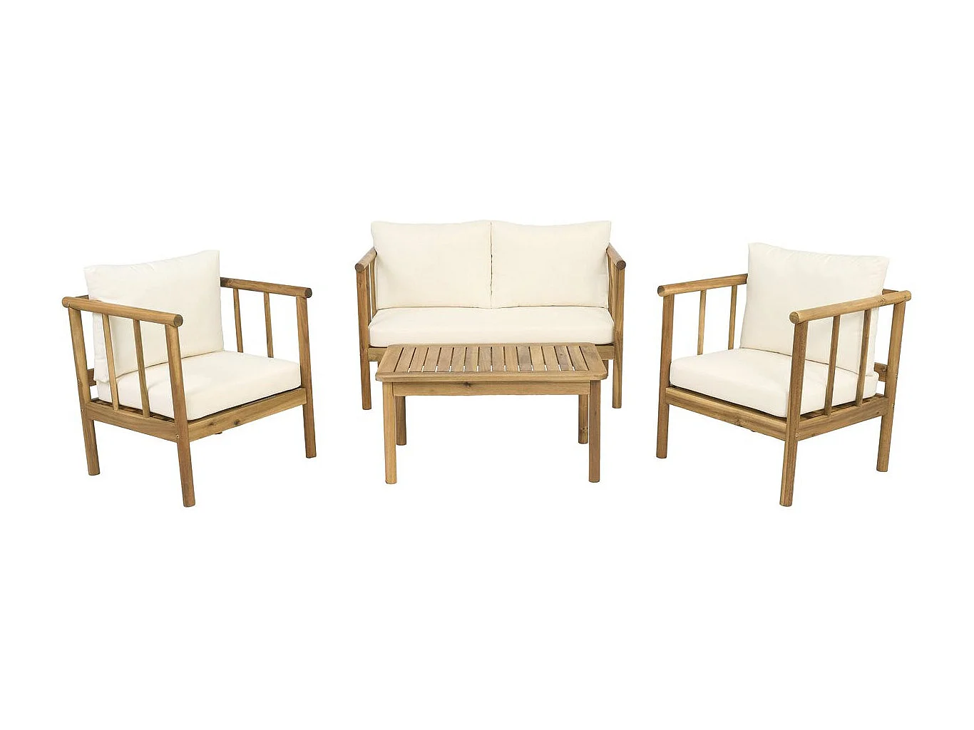 Set di mobili da giardino in legno "Milano" con cuscini - 4 posti - Beige