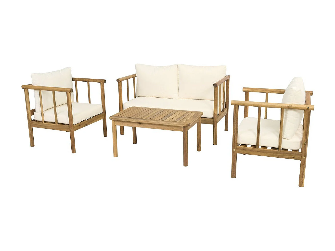 Set di mobili da giardino in legno "Milano" con cuscini - 4 posti - Beige
