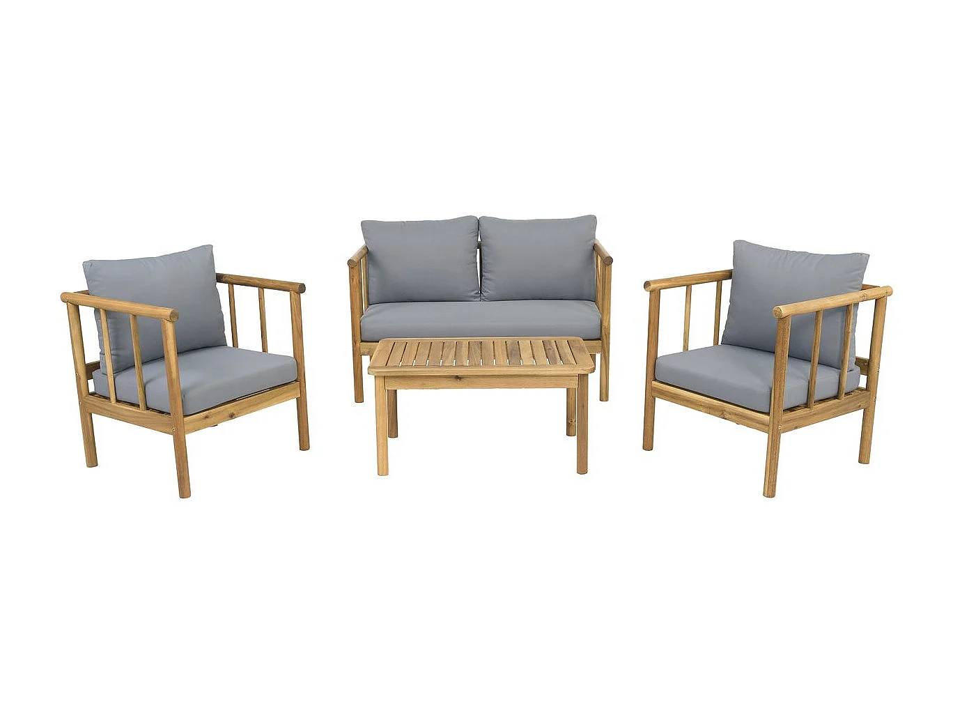 Set di mobili da giardino in legno "Milano" con cuscini - 4 posti - Grigio