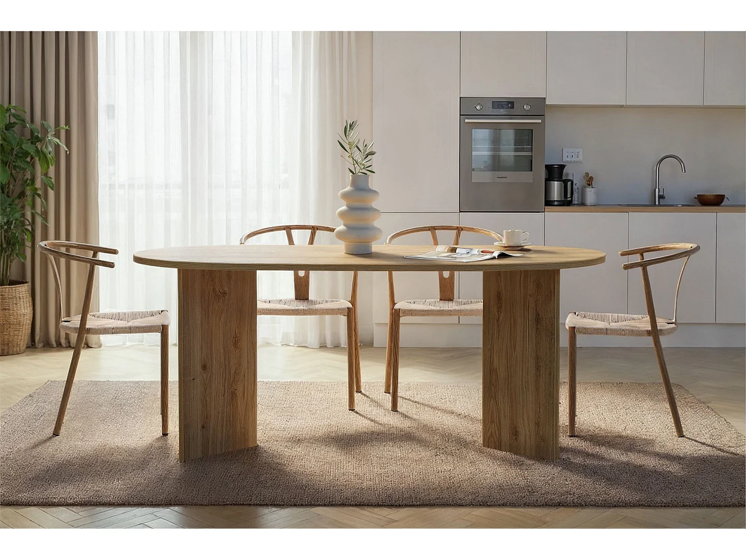 Table à manger en bois "Sablin" 180 x 90 x 75 cm - Chêne de Cadix