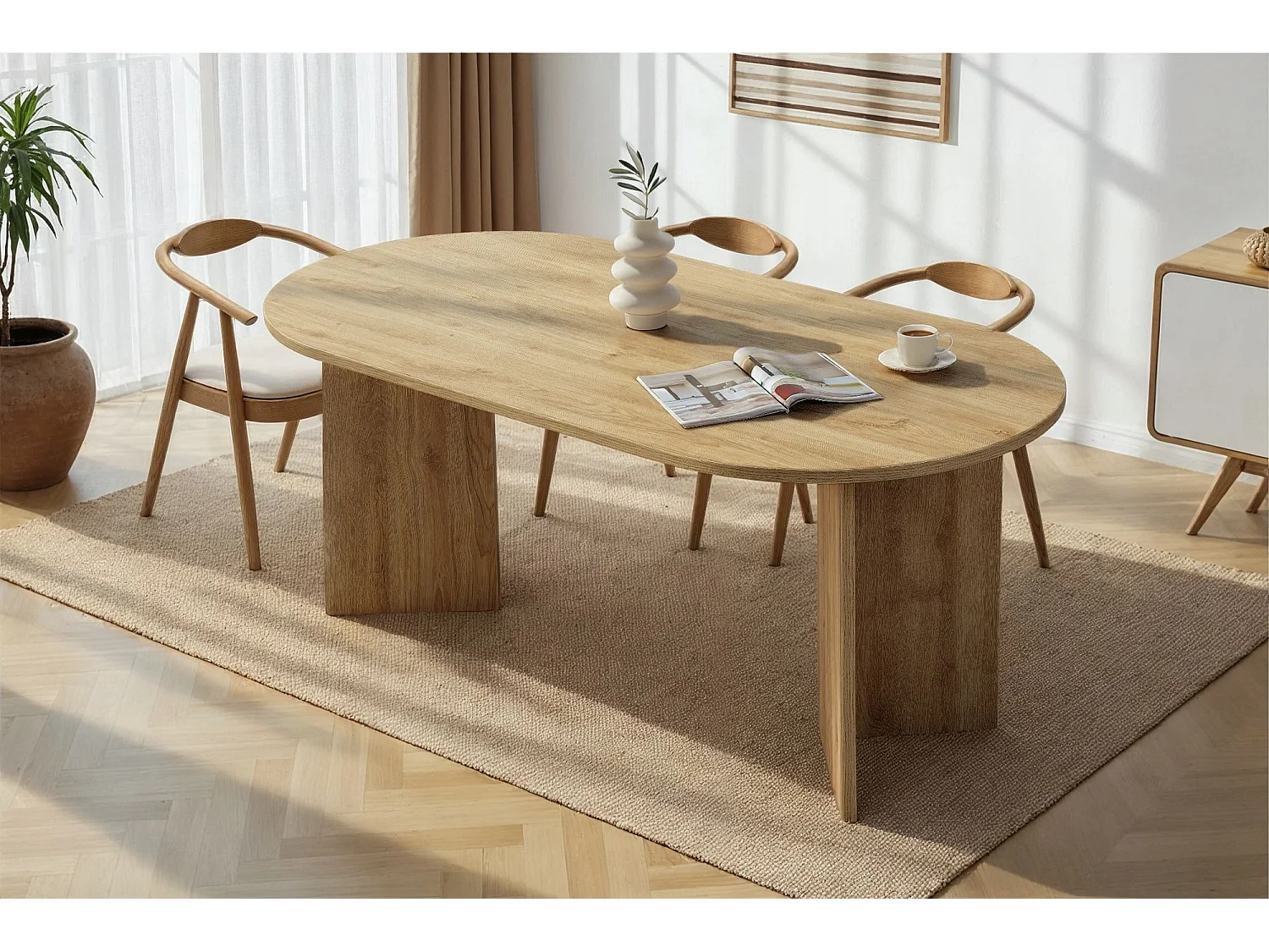 Table à manger en bois "Sablin" 180 x 90 x 75 cm - Chêne de Cadix