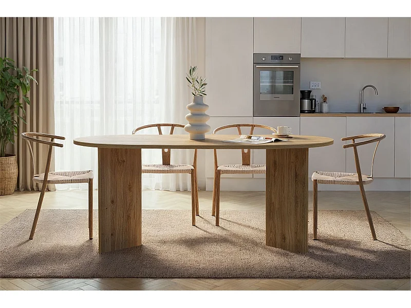 Table à manger en bois "Sablin" 180 x 90 x 75 cm - Chêne de Cadix